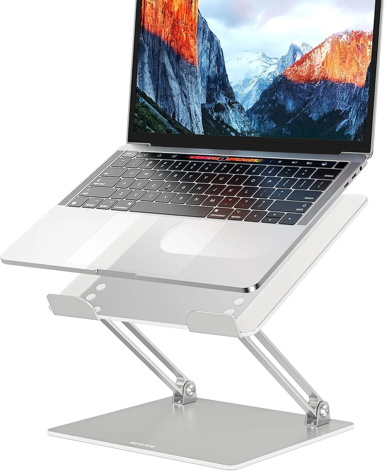 BESIGN LS10 Laptop Stand for Desk, Ergonomic Adjustable Notebook Tablet Stand, Foldable Laptop Riser, Portable Desktop Book Stands, Computer Holder Compatible with 10-14" Laptops, Silver
