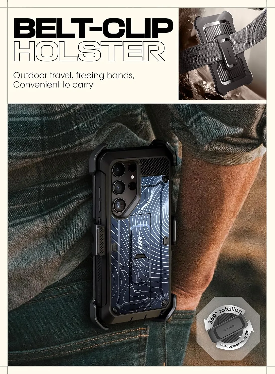SUPCASE for Galaxy S24 Ultra Case with Built-in Screen Protector, BlueWave