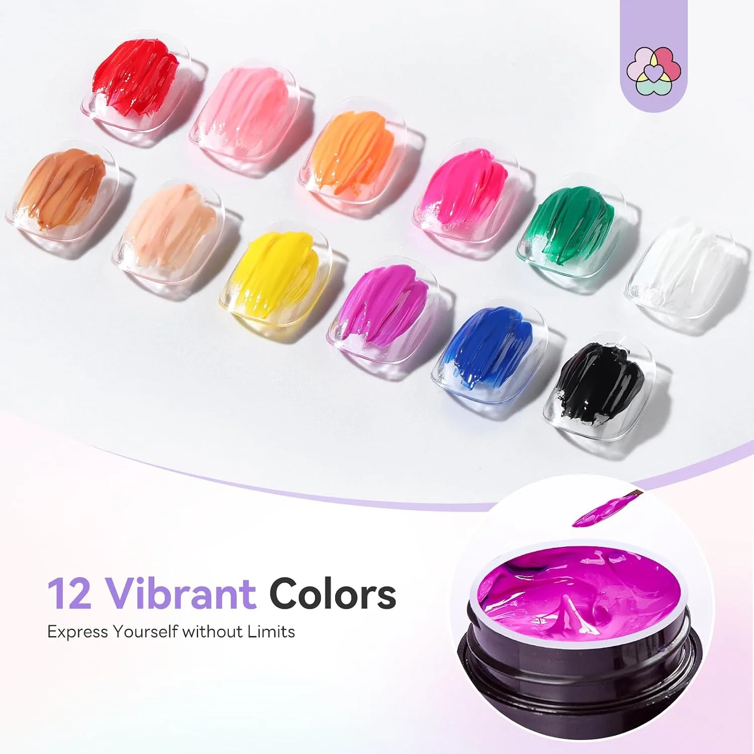 SAVILAND 3D Sculpting Gel for Nail Art 12 Colors No Wipe Painting