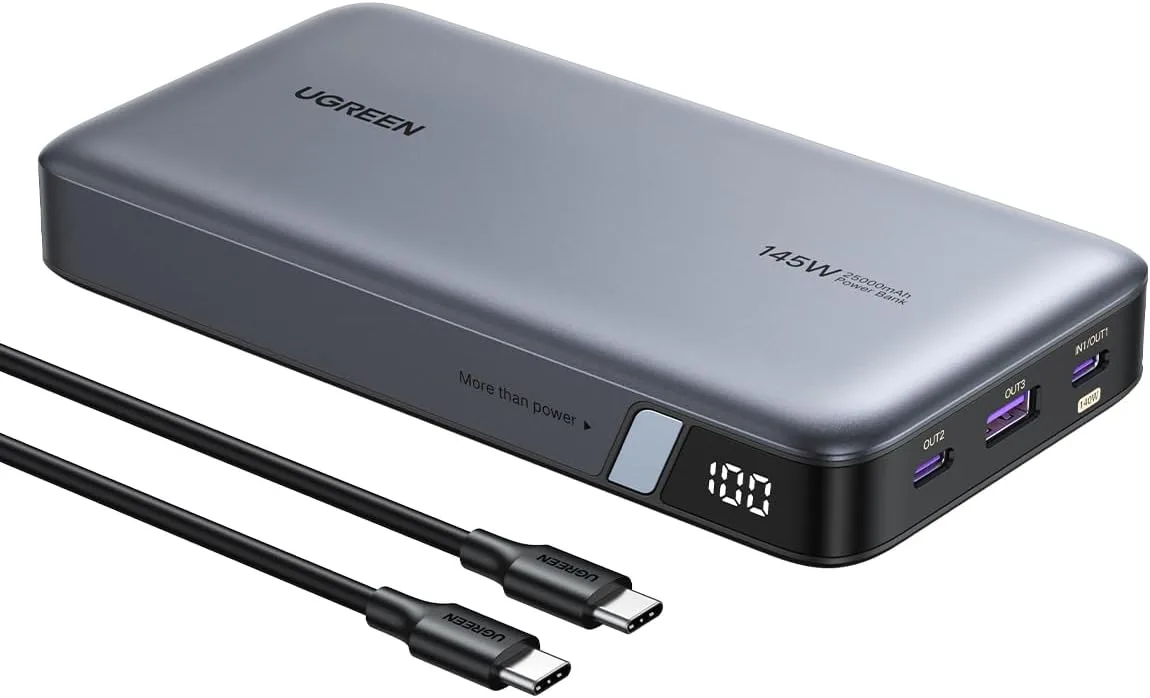 UGREEN Power Bank 25,000mAh 145W Laptop Portable Charger, Nexode 3-Port USB C PD Battery Pack, for MacBook Pro/Air, Dell XPS, iPhone 17/16/15/14, Galaxy S26 Steam Deck, iPad, and More (Pack of 2)