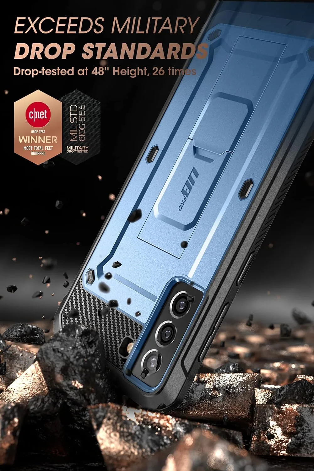 SUPCASE for Galaxy S21 FE Case with Built-in Screen Protector, Blue
