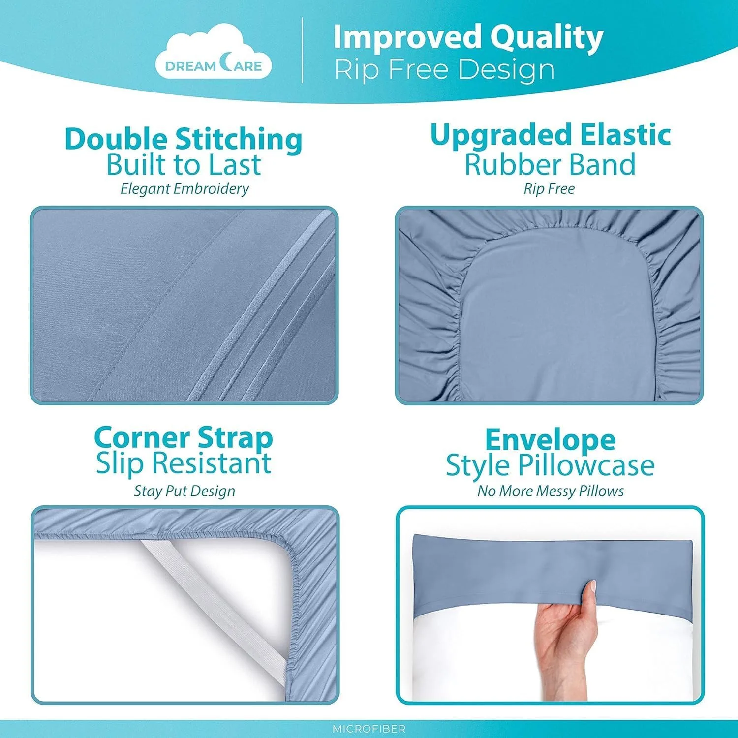 DREAMCARE King Size Sheets Set - 6 pcs Breathable Cooling Sheets King Size