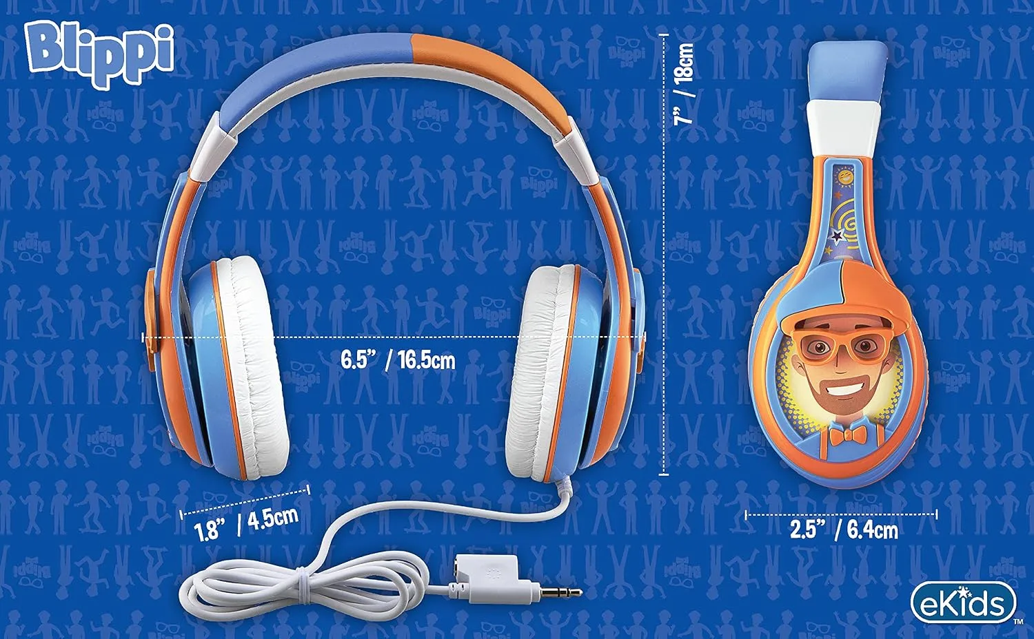 Blippi Kids Headphones with 3.5mm Audio Jack, Wired Headphones for School, Home or Travel (Blippi)