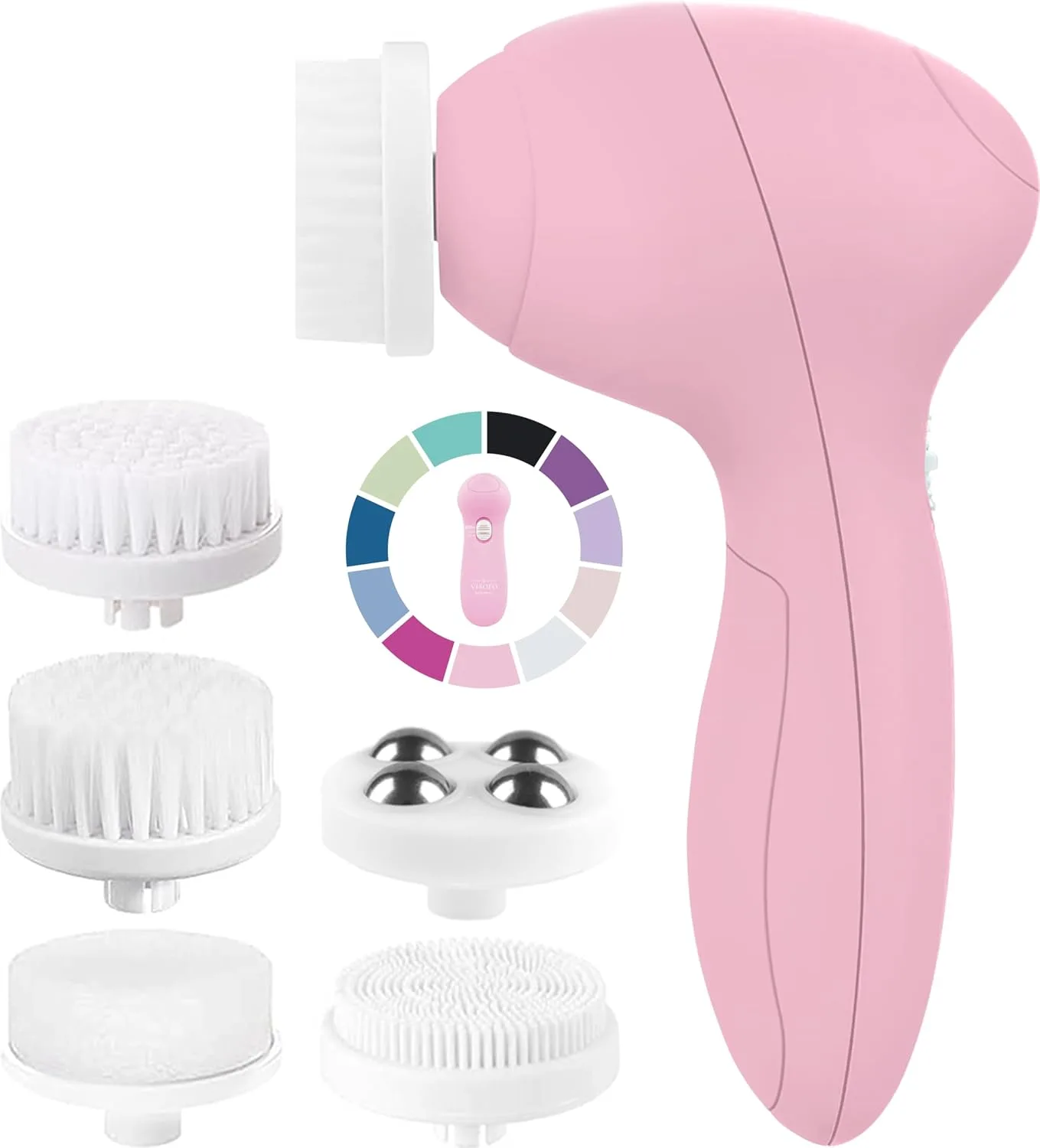 VISOFO Facial Cleansing Brush, Face Scrubber, Exfoliating, Rose-Quartz