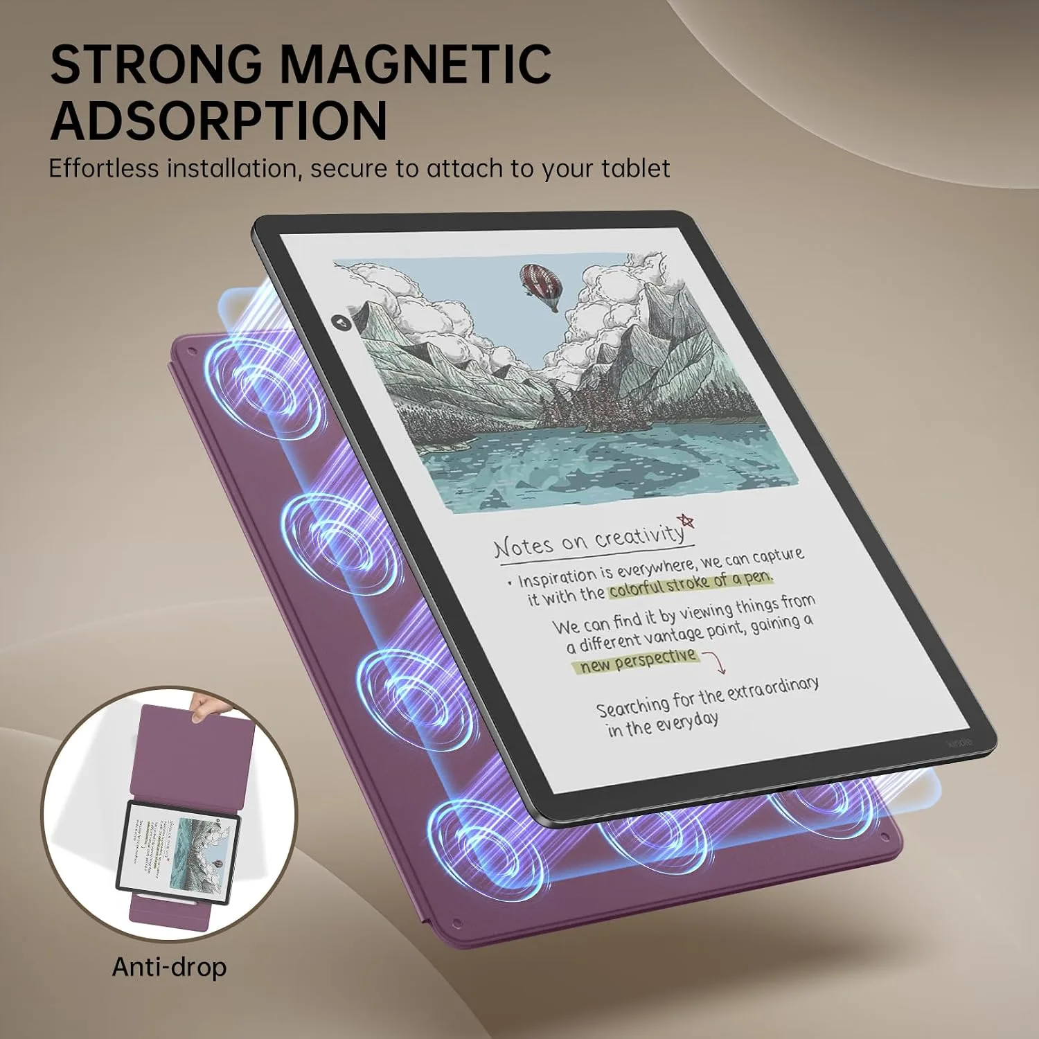MoKo Magnetic Case for 11" Kindle Scribe 3rd & Colorsoft 1st,Deep Purple