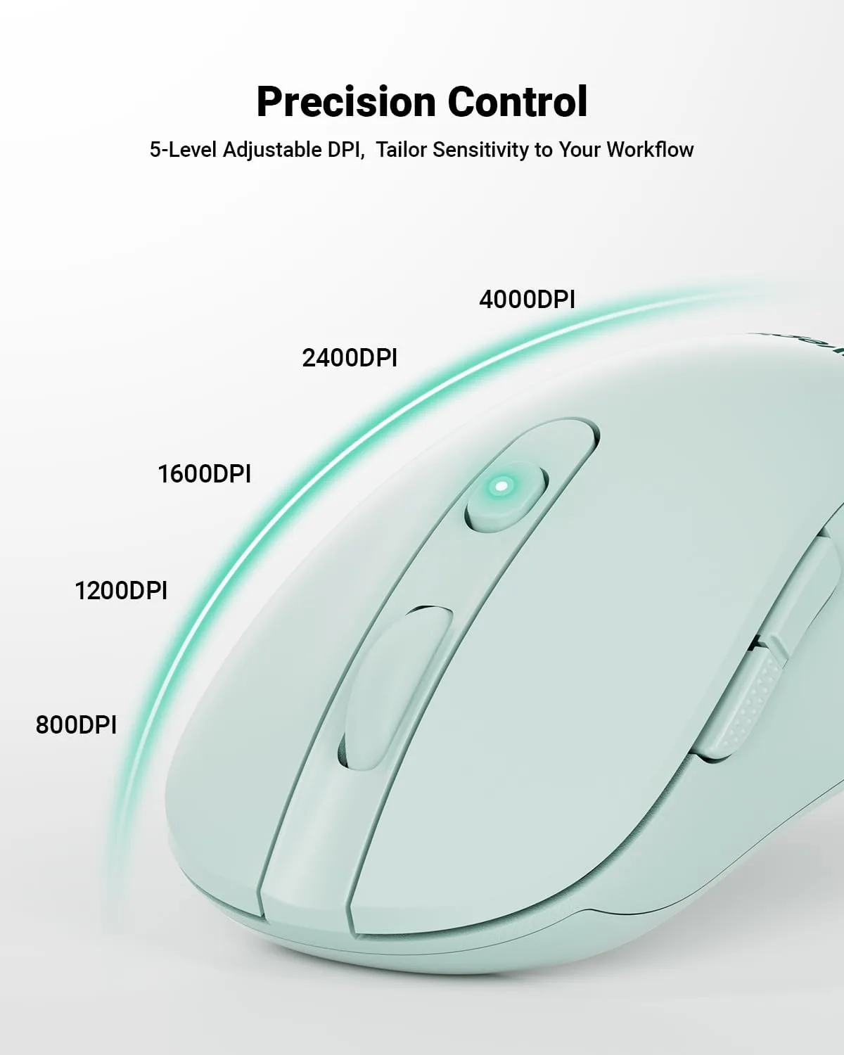 USB Wireless Mouse for Laptop PC Mac, 2.4GHz Cordless Mouse-Mint Green