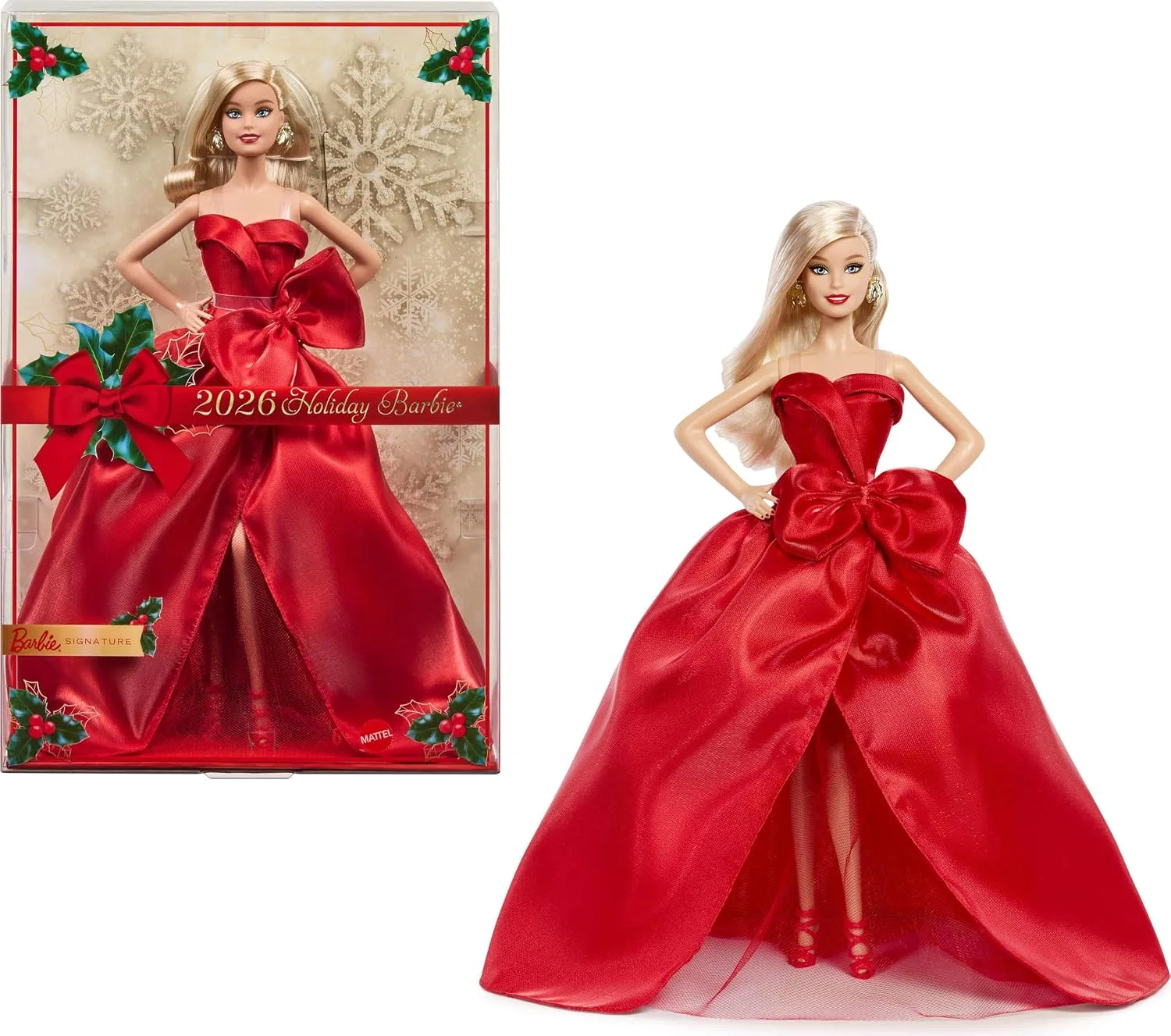 Barbie Signature 2026 Collectible Holiday Doll and Doll Stand