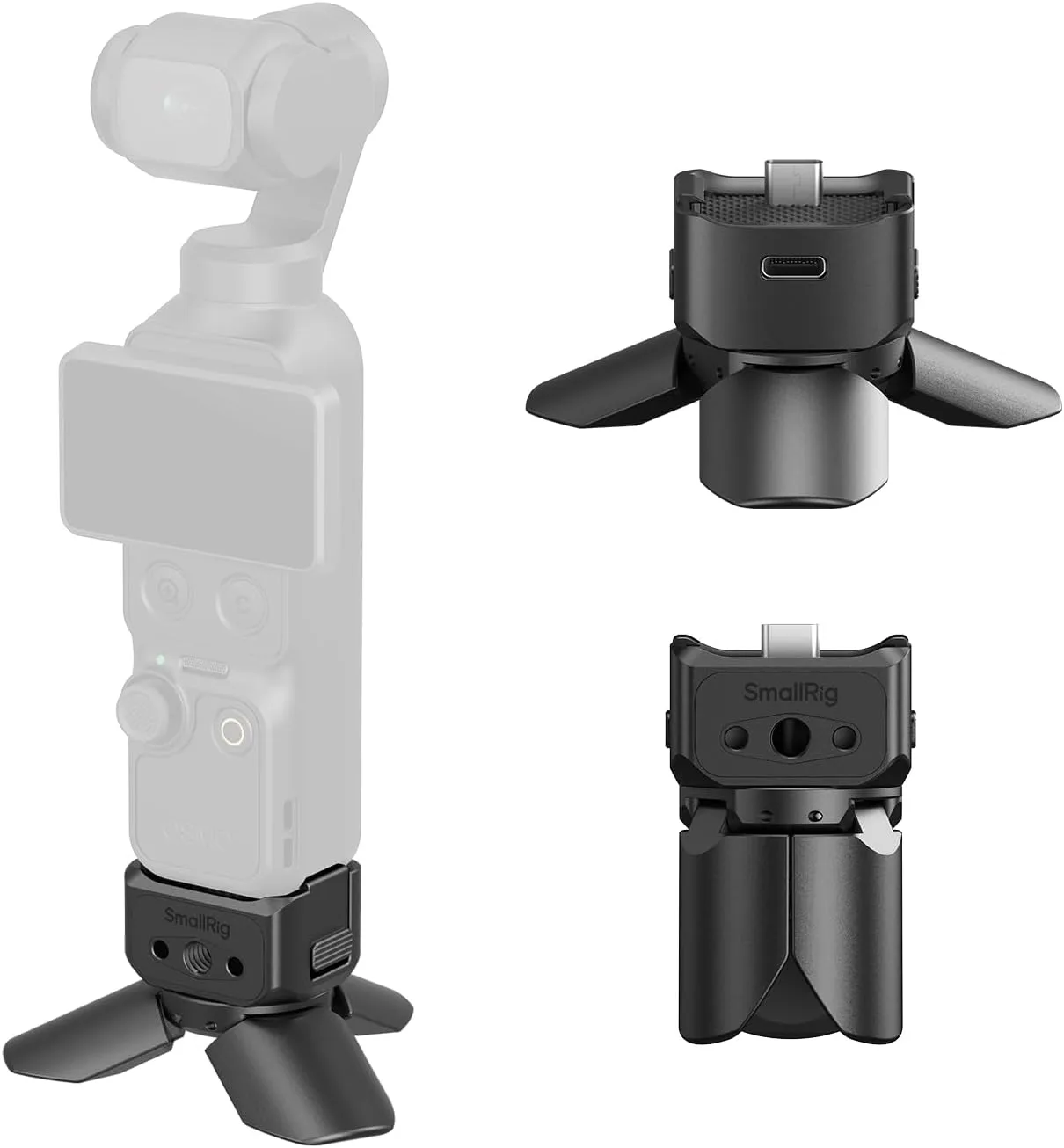 SmallRig 2-in-1 Auto-Deploy Aluminum Mini Tripod Grip with Charging Base