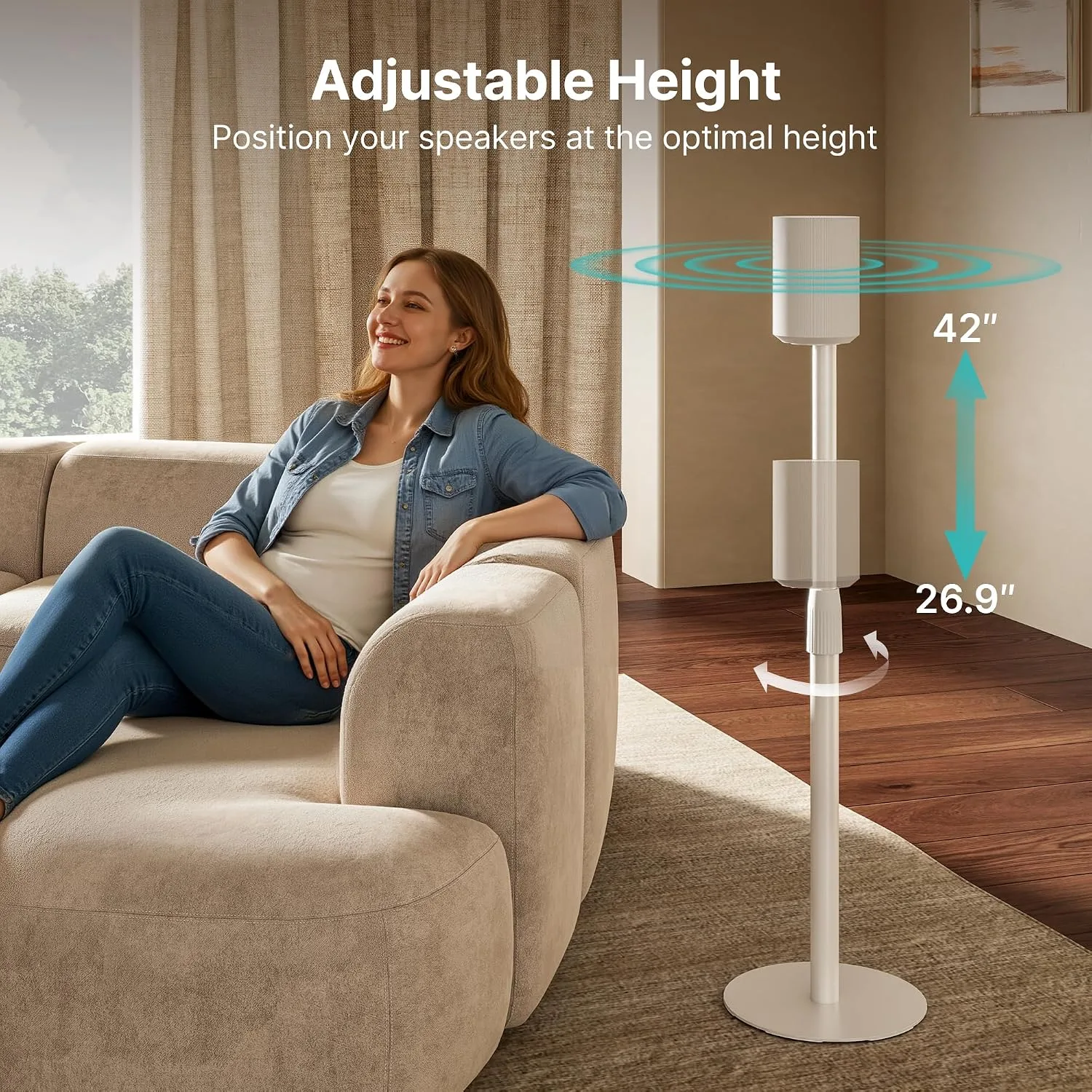 26.9"-42" Speaker Stands Pair Compatible with Sonos Era 100 and 300, 1 Pack