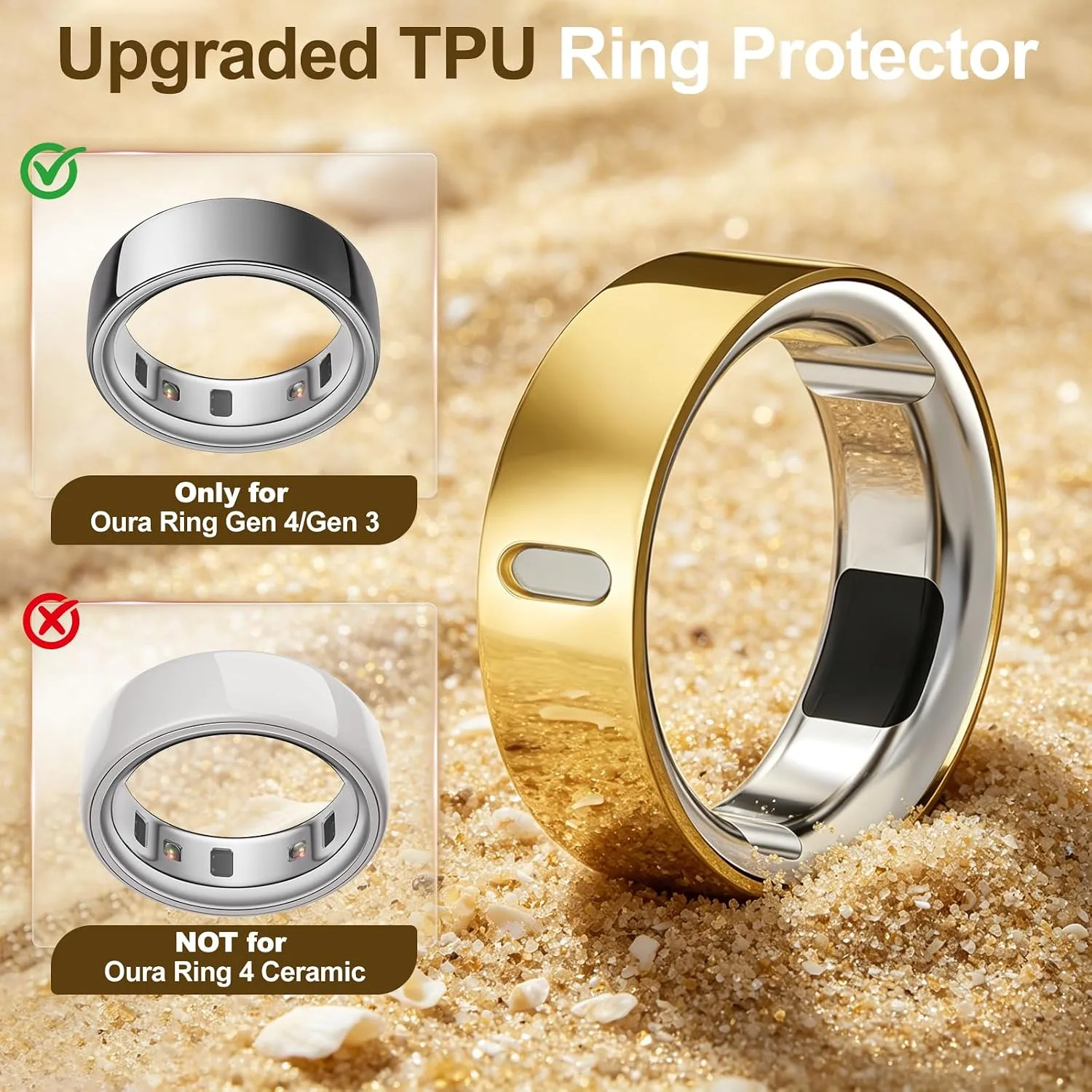 4 Pack Upgraded Ring Covers Compatible with Oura Ring Gen 4/Gen 3 Size 11