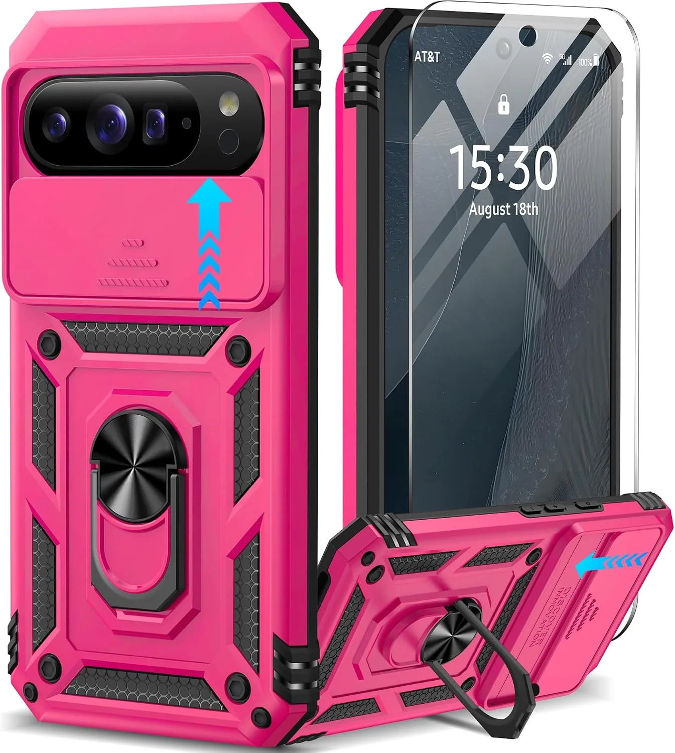 Taisairu for Google Pixel 11 Pro XL Case with Screen Protector,Hot Pink