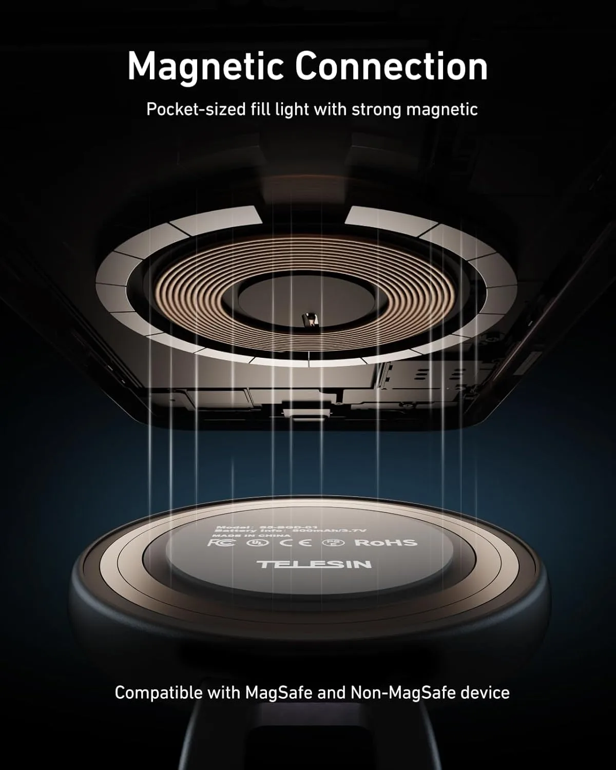 TELESIN C03 Magnetic Selfie Light, Phone Light for iPhone Magsafe
