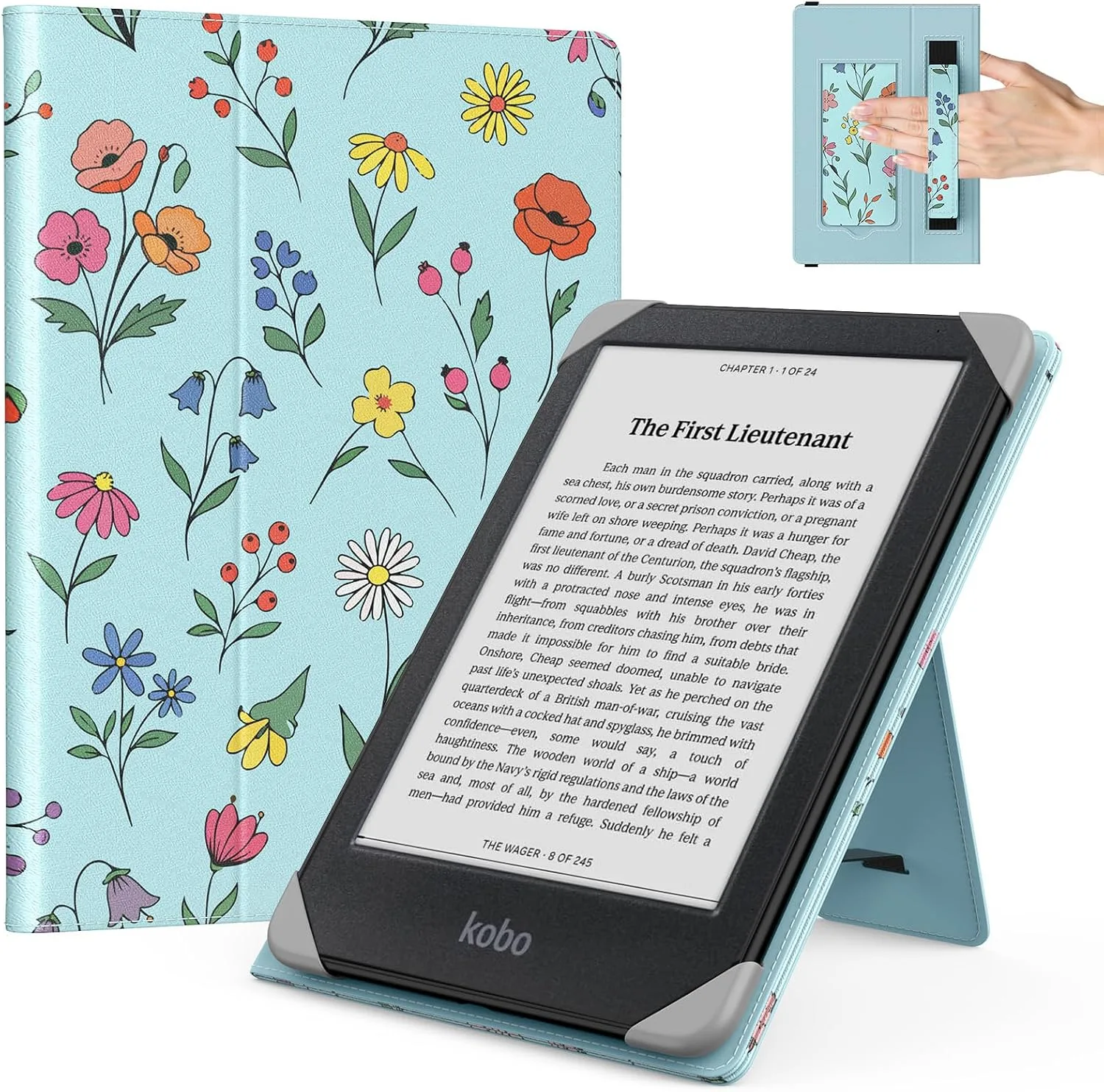 MoKo Universal Case for 6.8,7 Inch eReaders&Tablets,Blue Drawn