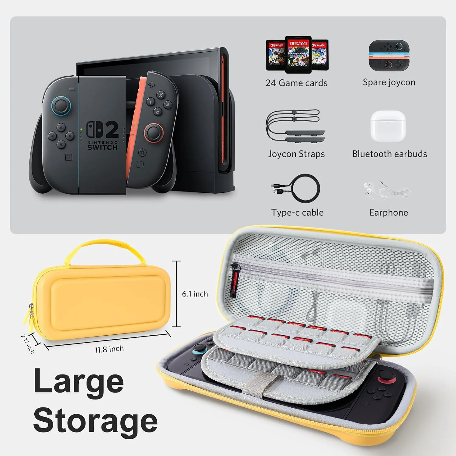 CoBak Large Capacity Carrying Case for Nintendo Switch 2 (2025)