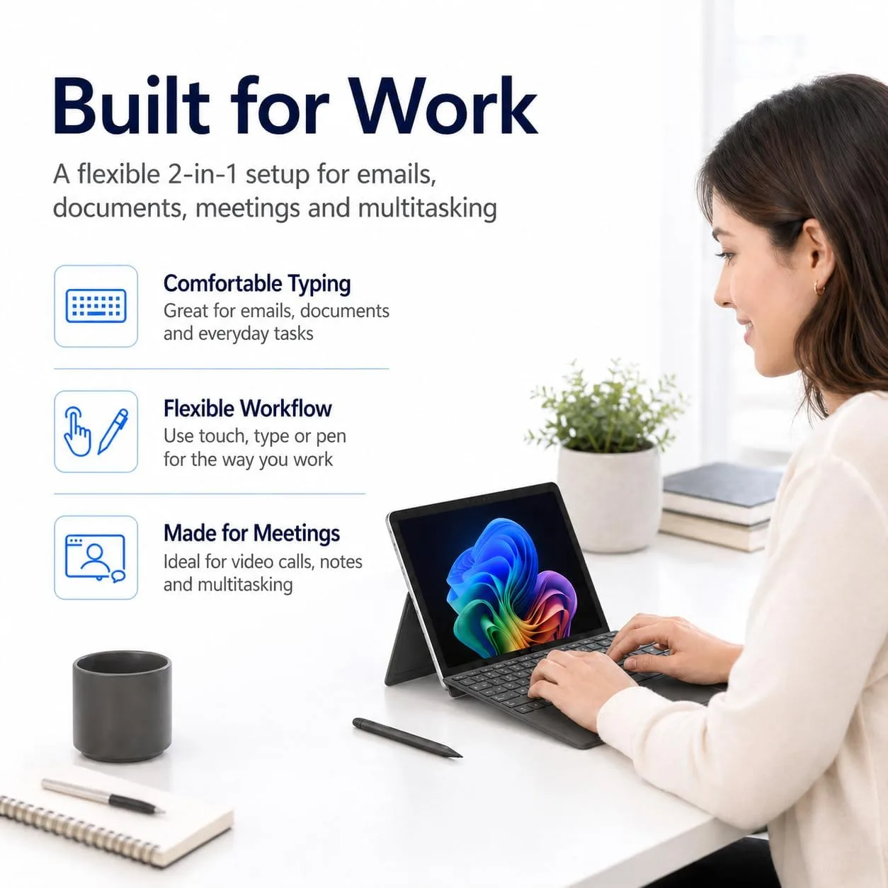 Microsoft Surface Pro 12" Copilot+ AI PC, Snapdragon X Plus, 16GB RAM, 256GB Storage, Webcam, 2-in-1 Tablet Laptop w/ Keyboard, Stylus, MS 365, Windows 11 Home (Renewed)