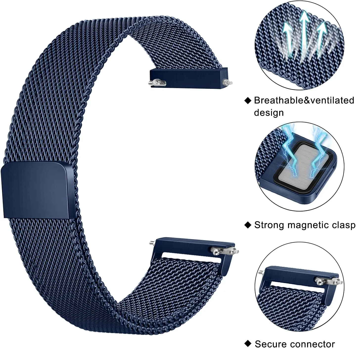 Watch Bands 20mm 22mm Quick Release Watch Strap, Stainless Steel Mesh Replacement Strap for Women Men