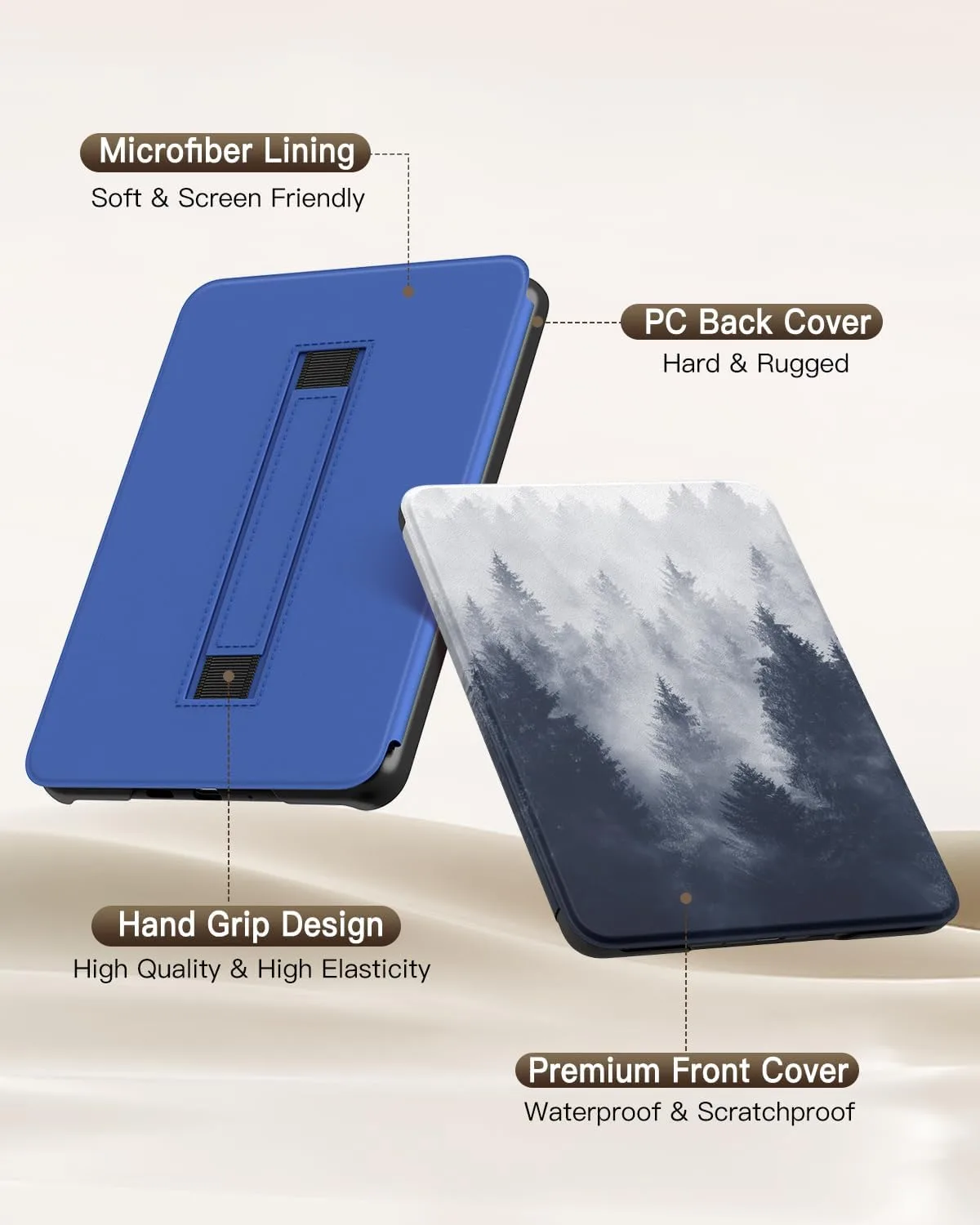 MoKo Case for 7" Kindle Paperwhite 12th Gen 2024 & Colorsoft, Gray Forest