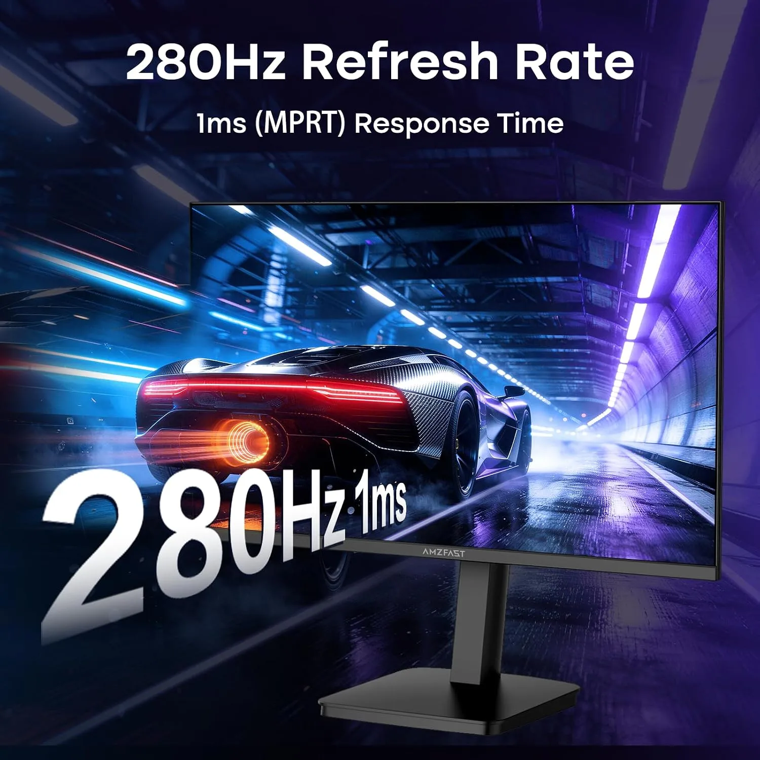 Amzfast 27 Inch Gaming Monitor 280Hz WQHD (2560x 1440) Height Adjustable