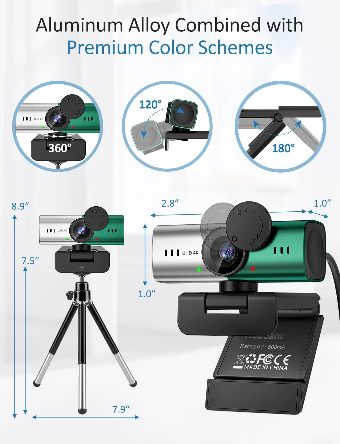 4K Webcam for PC with Mic PDAF Autofocus, USB Web Camera for Desktop Laptop