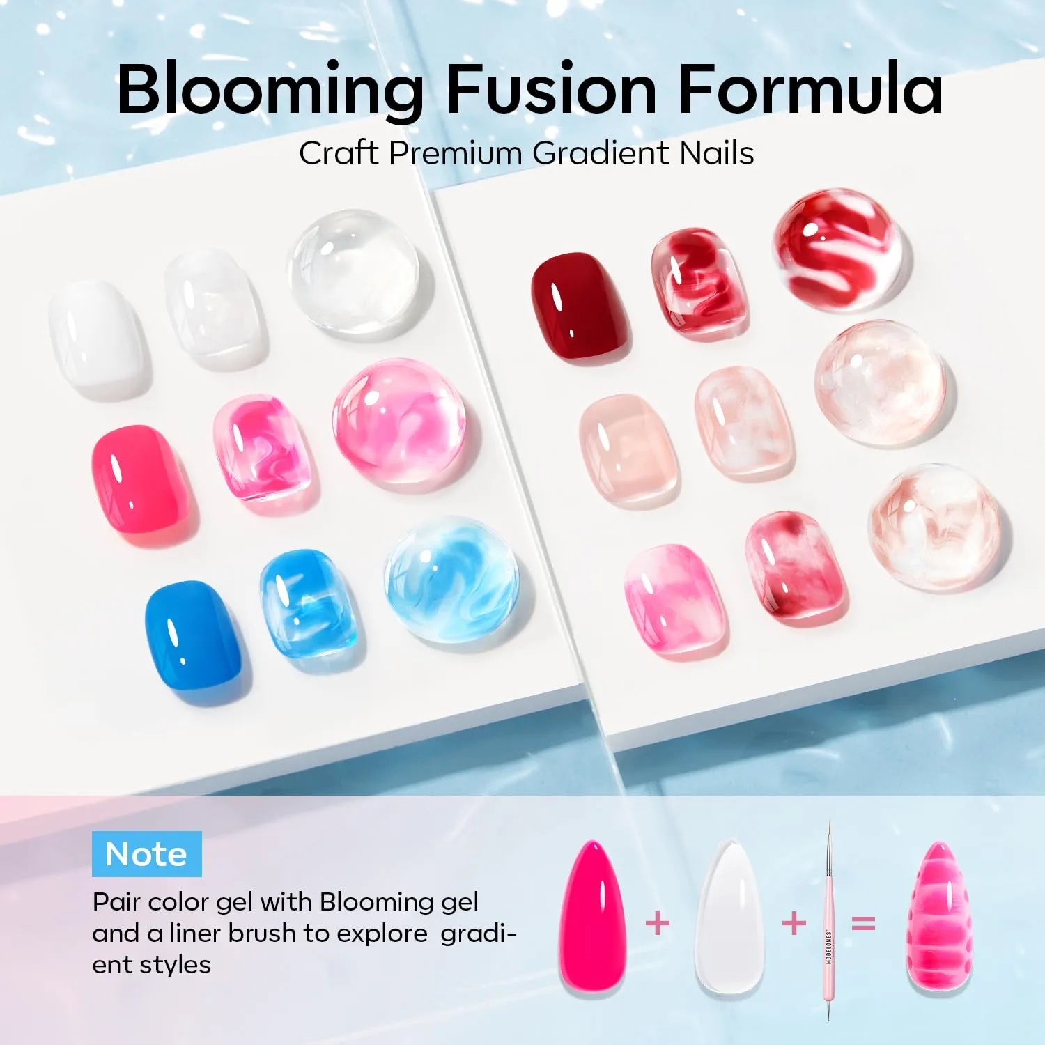 modelones Gel Nail Polish Set 6Colors Jelly Nude Burgundy Hot Pink Blue