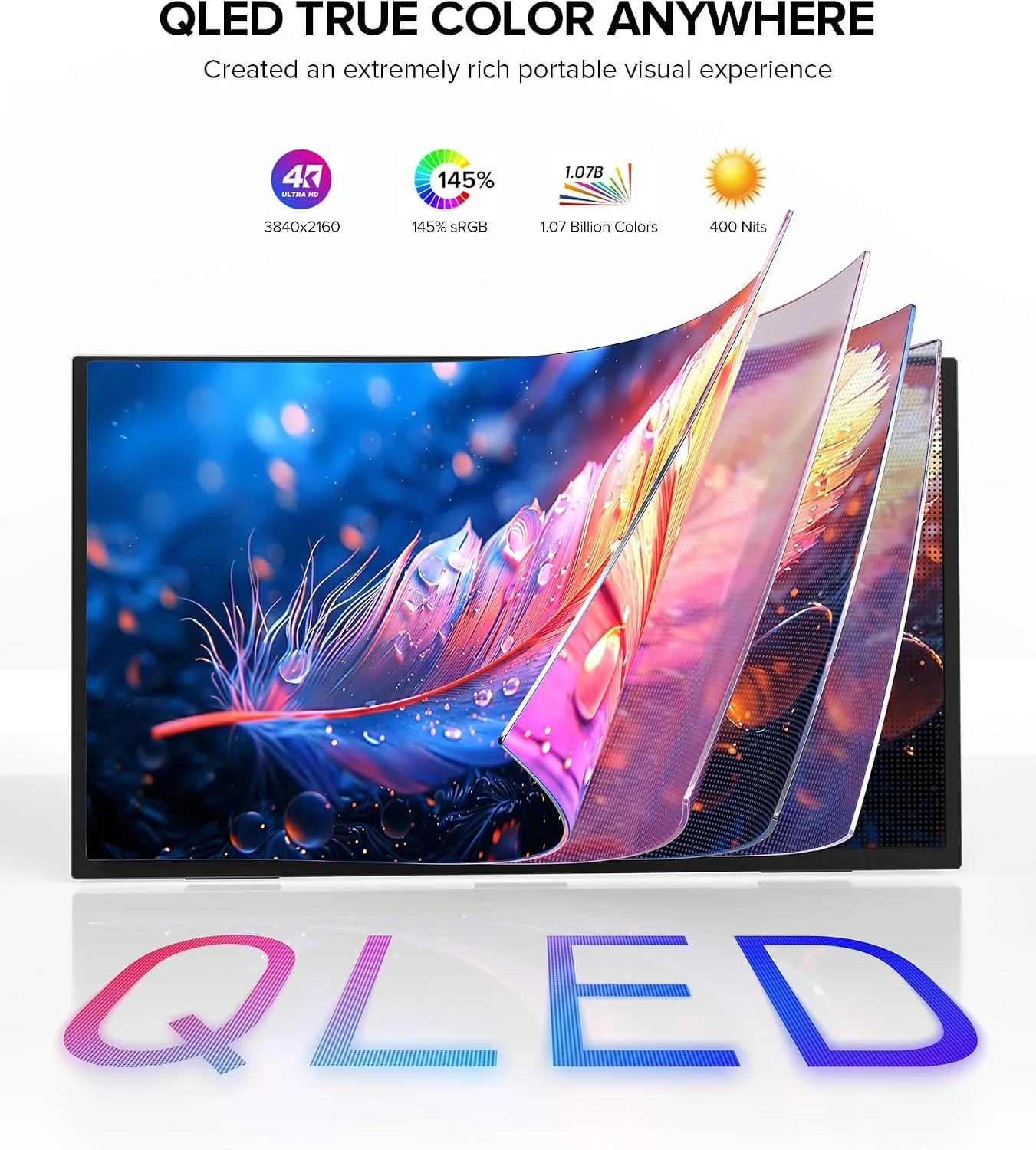 UPERFECT Portable Monitor 4K 60Hz 18.5", 145% sRGB QLED Laptop Monitor