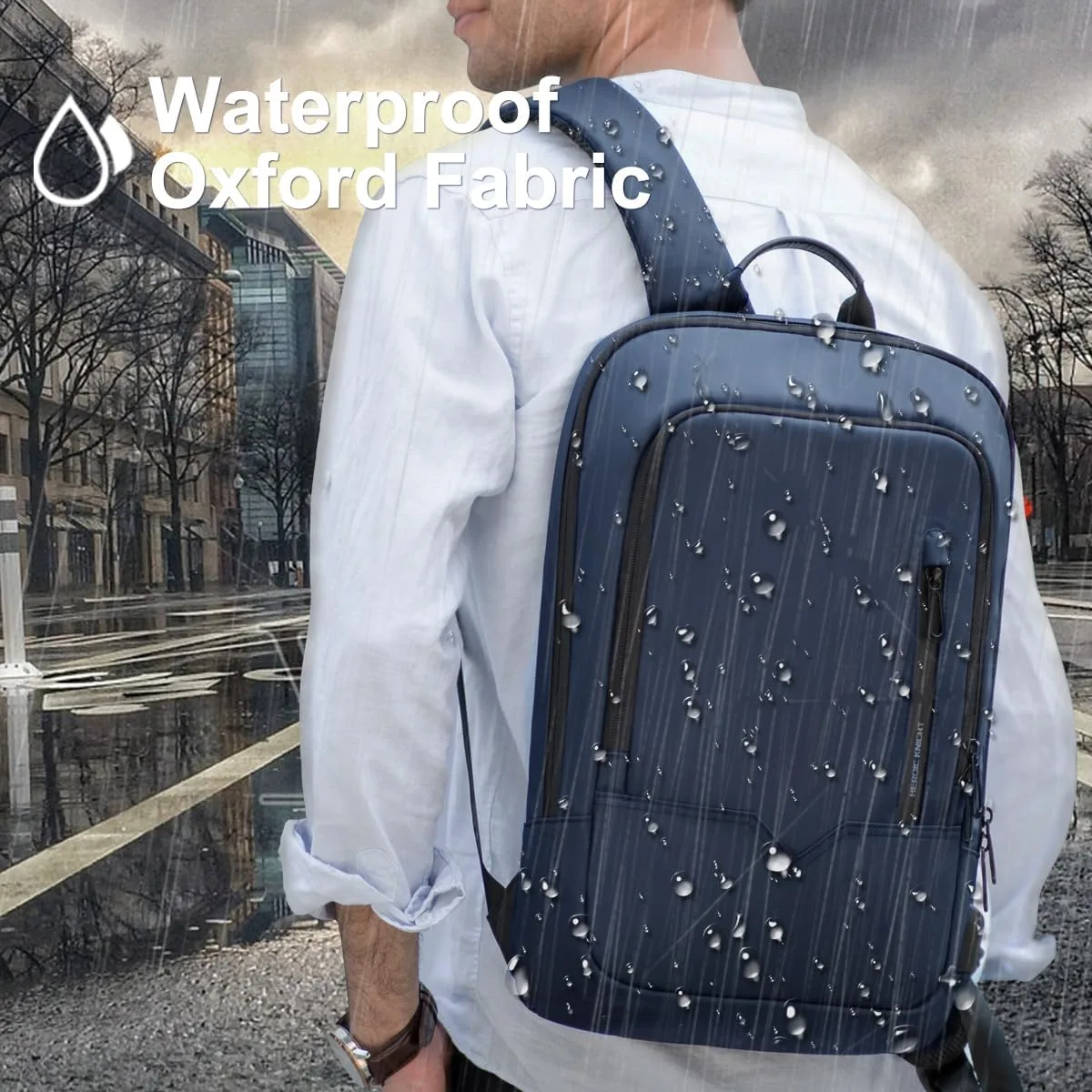 hk Backpack for Men, Business Slim Computer Bag for 15.6 Inch Laptop