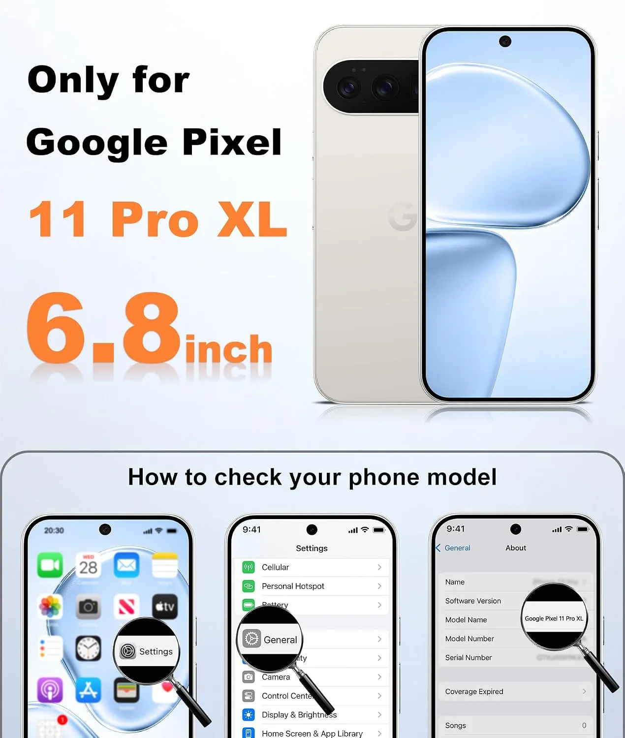 FNTCASE for Google Pixel 11 Pro XL Case Fit for MagSafe Light Blue