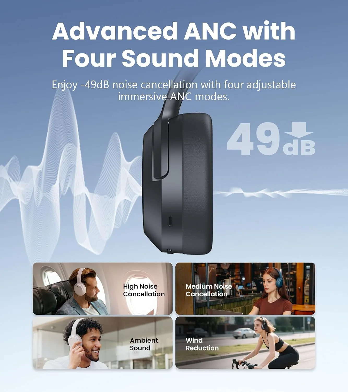 Edifier W820NB Plus Gen 2 Over-Ear Noise Cancelling Headphone, Dark Gray