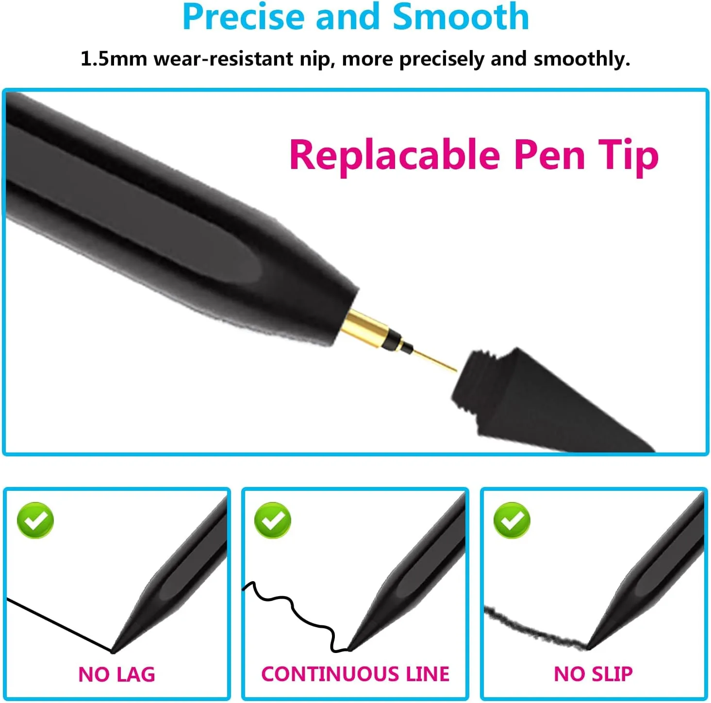 Tresoba Stylus Pen for iPad 6th-11th Gen, 2X Fast Charge-Black