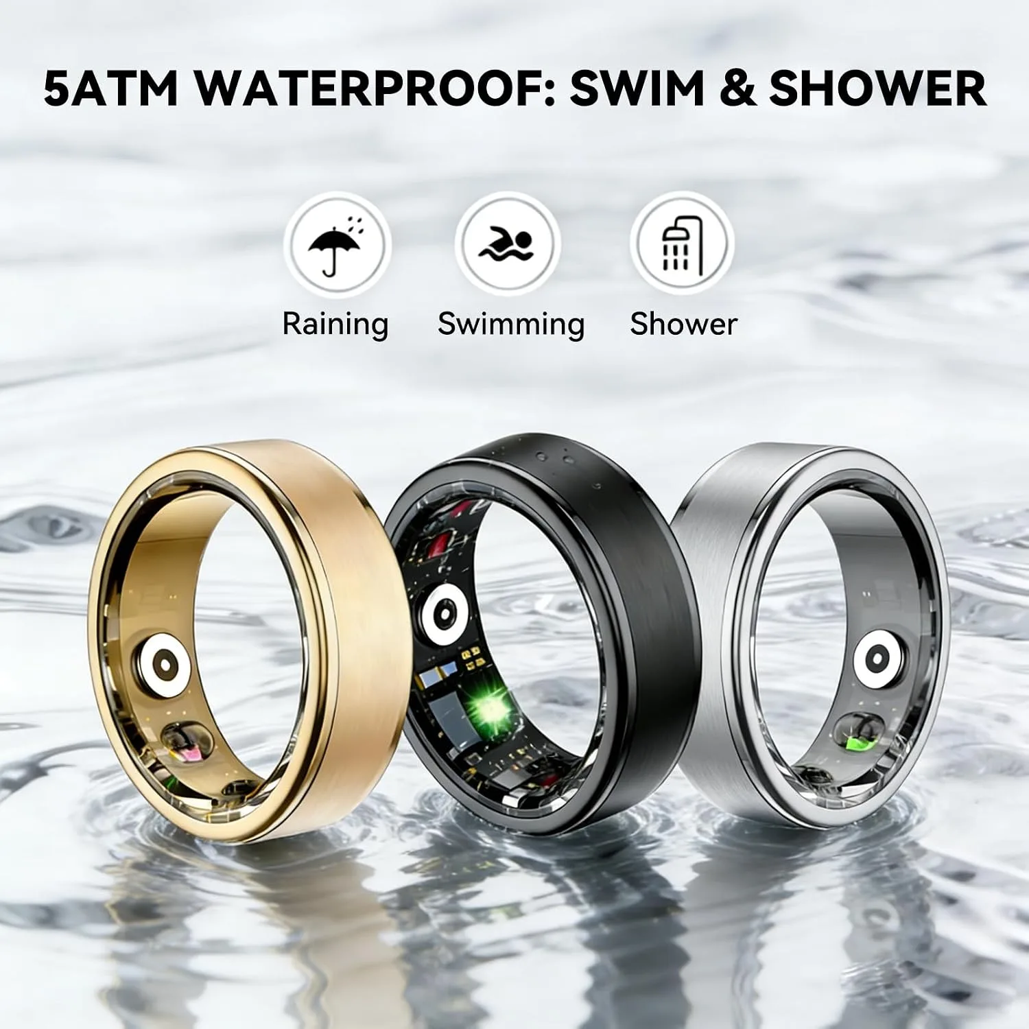 Smart Ring for Women and Men, Fitness & Sleep Tracker, Black 10