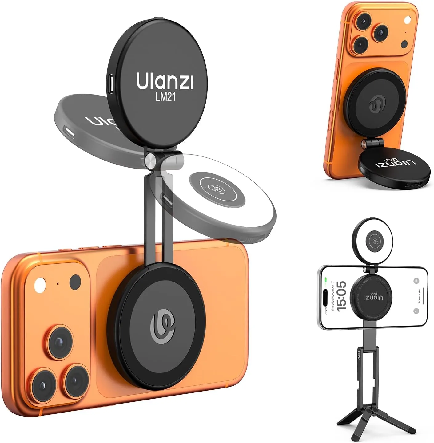 ULANZI LM21 Dual Sided Magnetic Selfie Ring Light for Phone with Magsafe