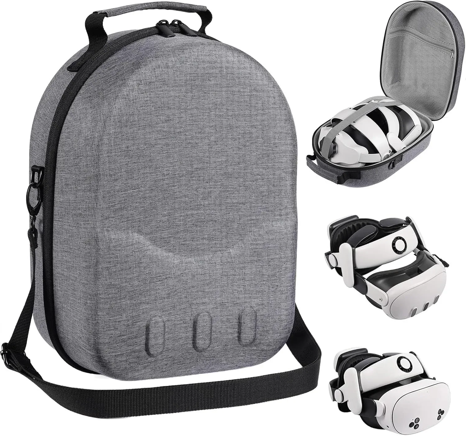 Estuche de transporte para Meta Quest 3/3S con almacenamiento para accesorios gris