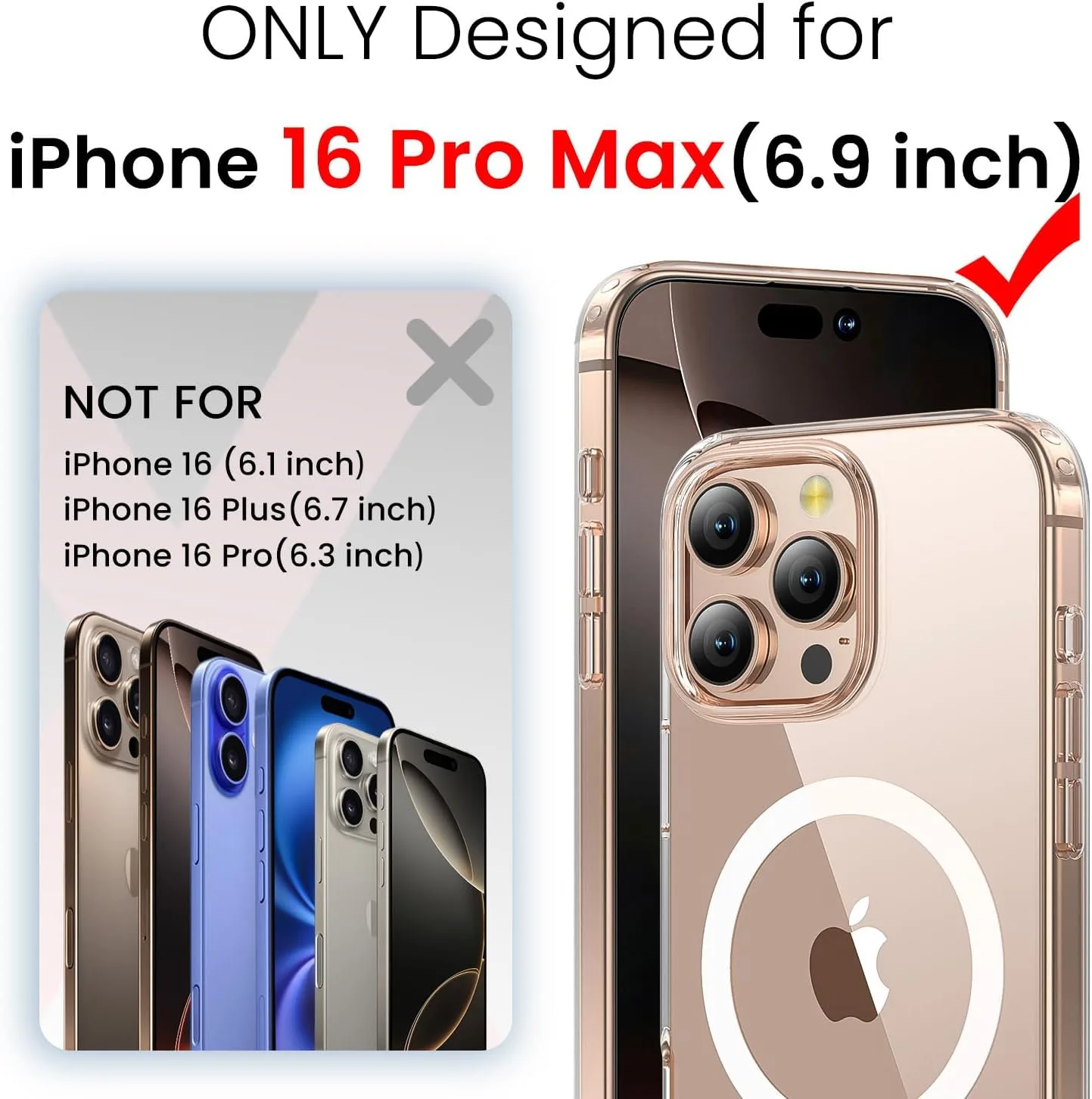 toushion 3 in 1 for iPhone 16 Pro Max Case Clear