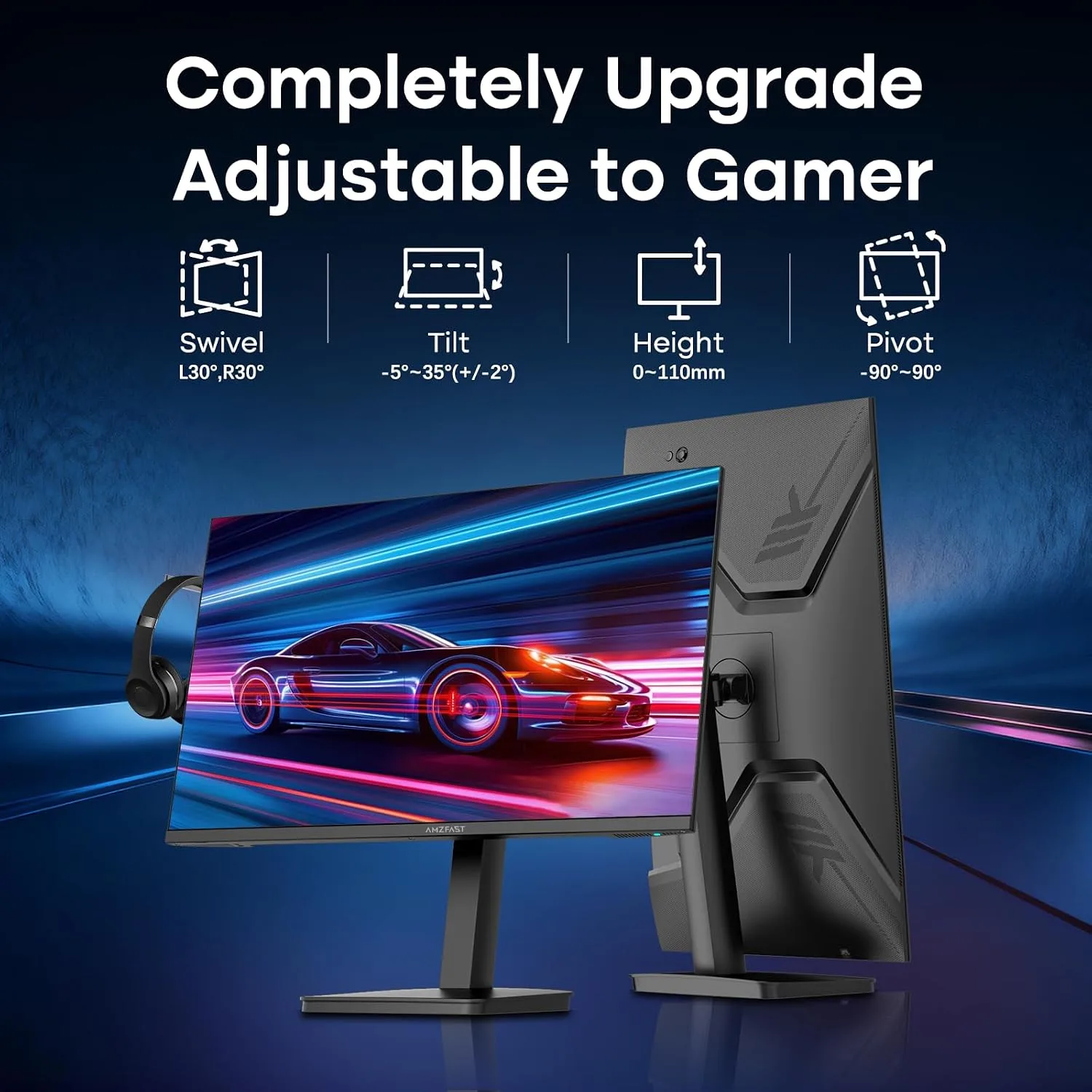 Amzfast 27 Inch Gaming Monitor 170Hz WQHD (2560 x 1440) Height Adjustable