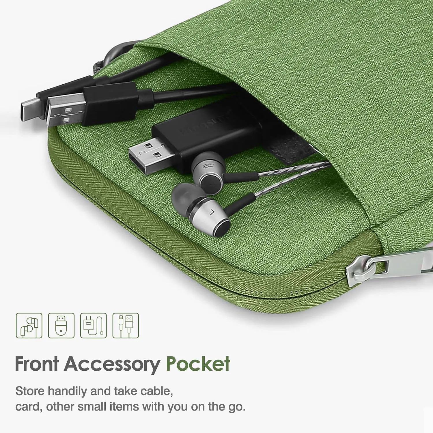 MoKo Padded Ereader Sleeve Case for 6-7 inch Tablet Bag Protective Cover Pouch with a Carabiner, Compatible with 7" eReader Colorsoft Signature Edition 2024, Grass Green