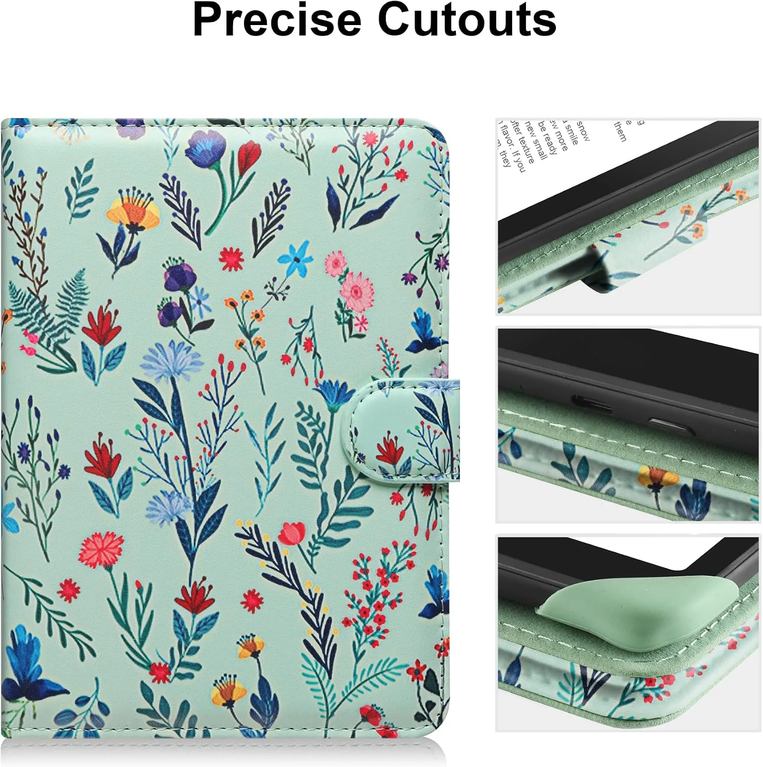 HoYiXi Universal Case for 6-inch Kindle eReader Compatible with Kobo/Voyaga/Pocketbook/Tolino E-Book Reader,6'' eReader Protective Cover with Built-in Card Slot,Flower