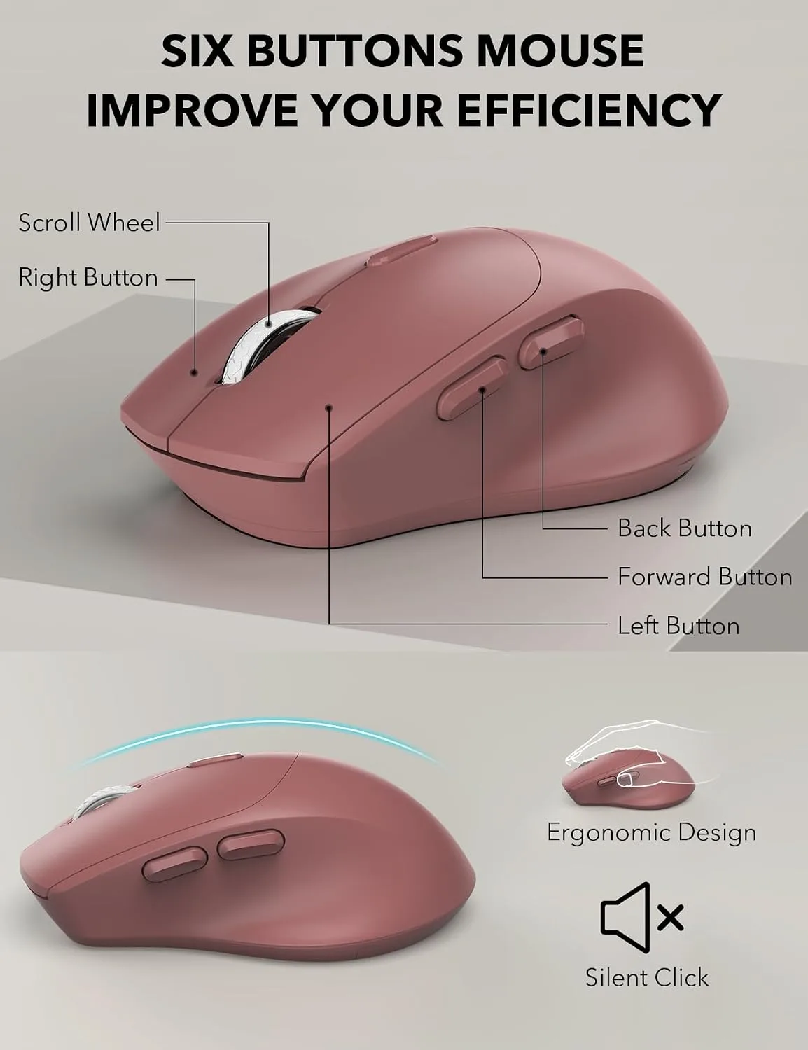 Wireless Keyboard and Mouse Combo - Full-Sized, Ergonomic Wrist Rest