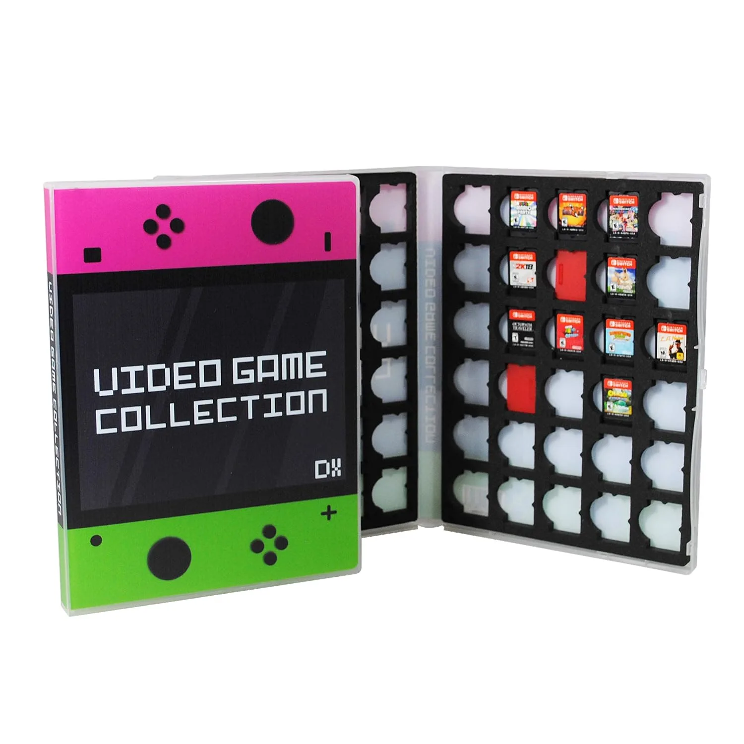 UniKeep Game Case for Nintendo Switch Cartridges - Holds 60 Video Games Securely in Foam | Heavy Duty Compact Travel Storage Binder & Protective Holder Organizer with Snap-Lock Closure