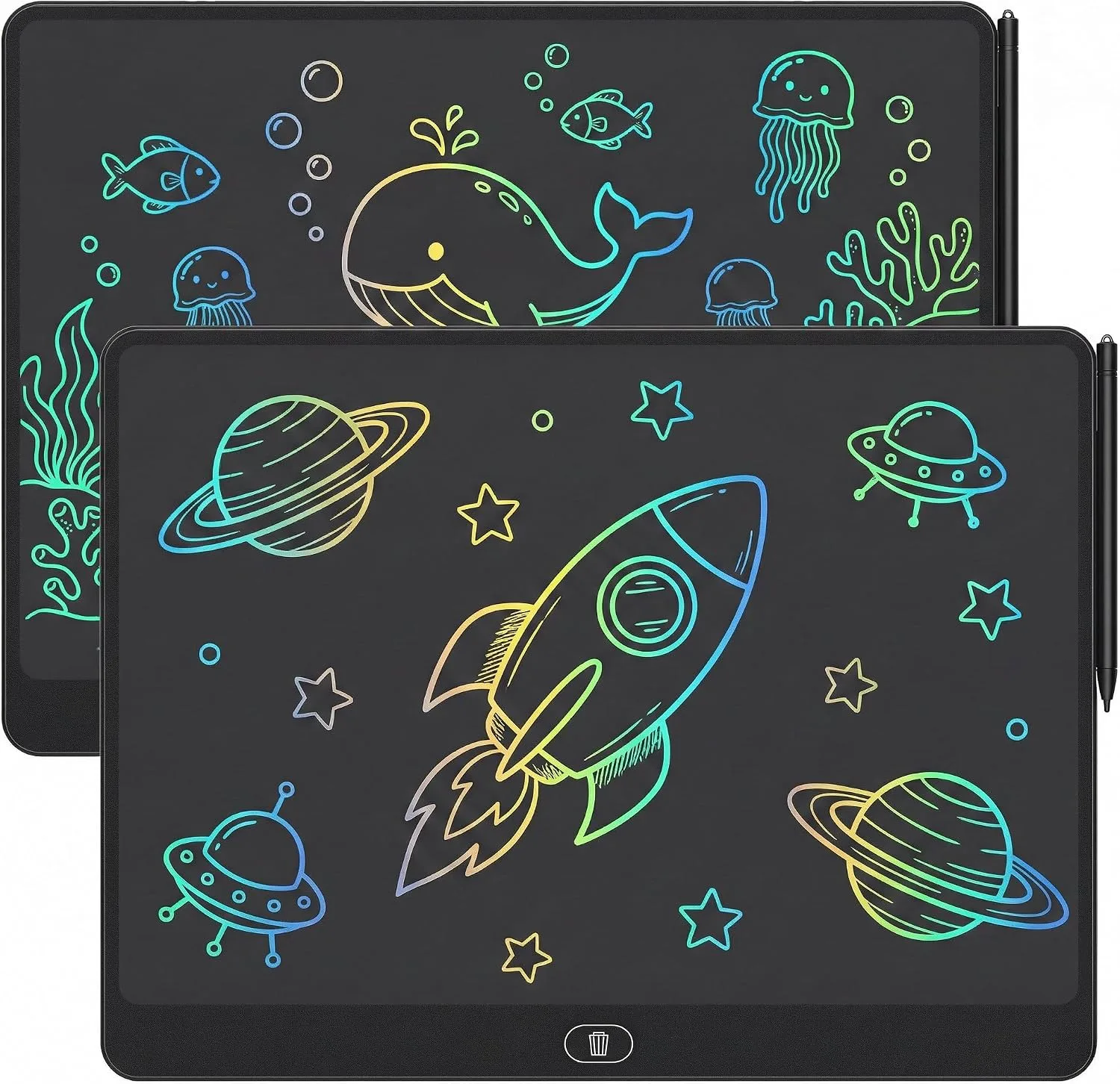 16 Inch LCD Writing Tablet 2 Pack, Large Electronic Notepad Reusable Digital Memo Board Erasabl Tablet(Black)