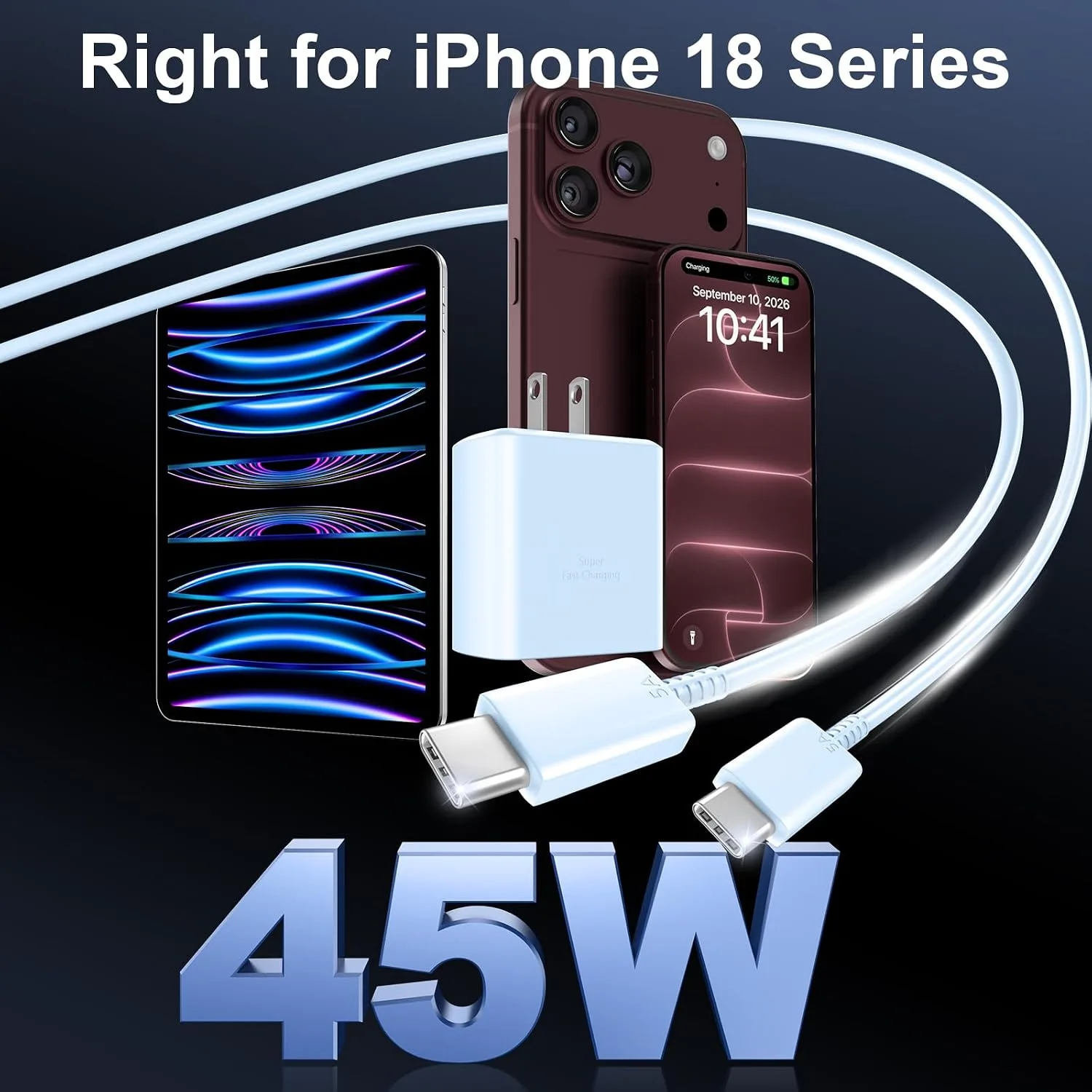Phone 18 17 Pro Max Charger Fast Charging 45W USBC Phone Duo Fast Charger