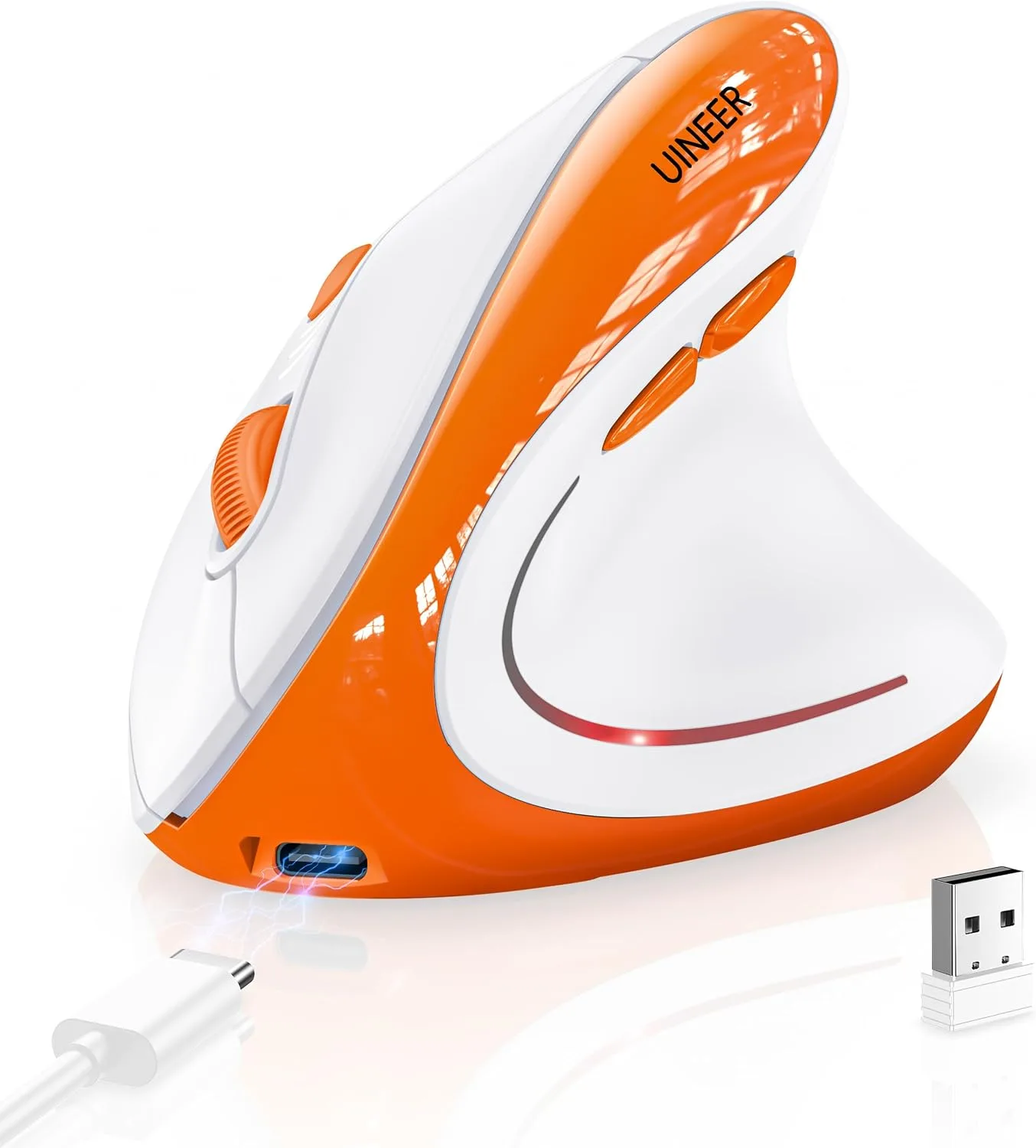 Mouse ergonómico vertical Uineer Bluetooth inalámbrico 3 dispositivos