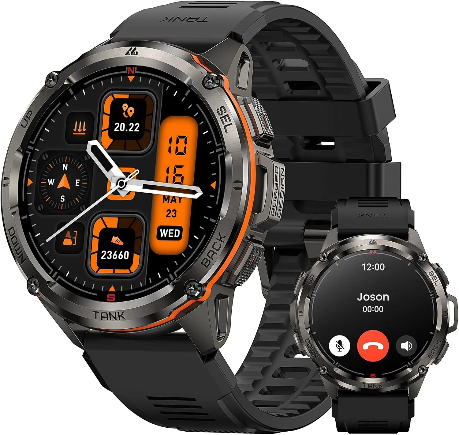T3 Ultra Smart Watches for Men, GPS, Rugged, Stainless Steel Body