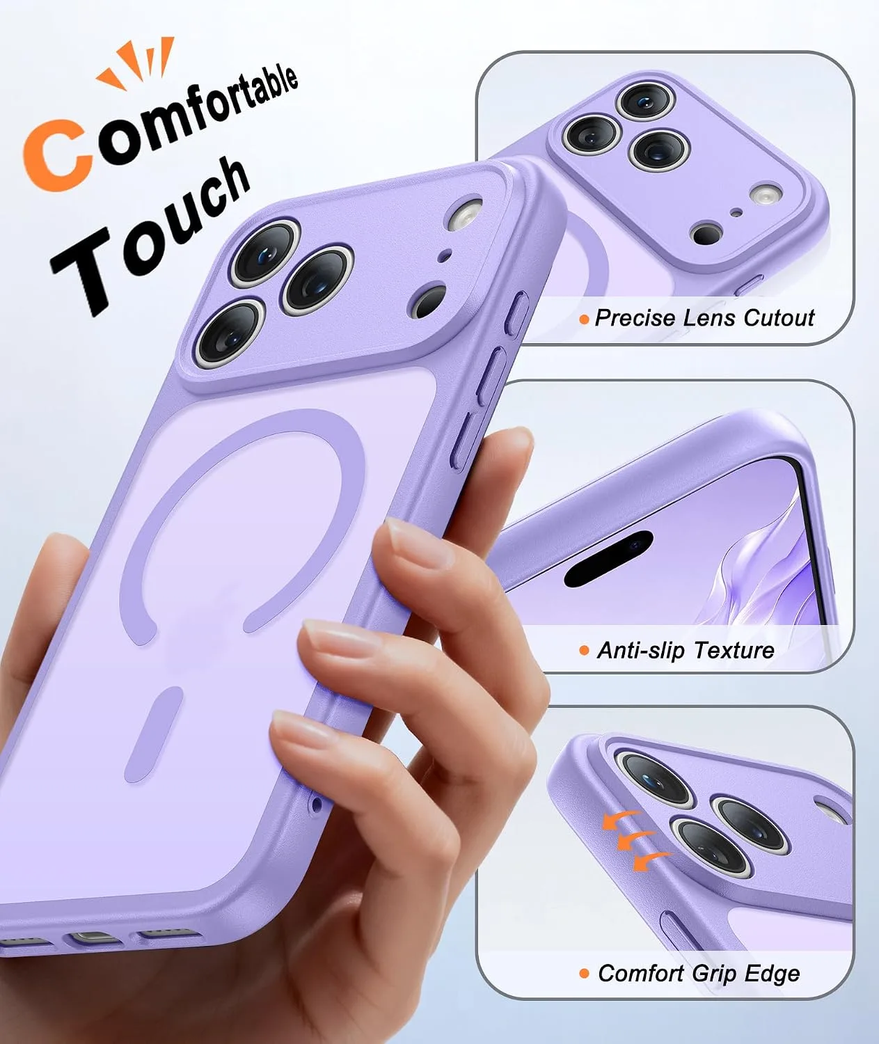 FNTCASE for iPhone 18 Pro Max /17 Pro Max Case Fit for MagSafe Light Purple