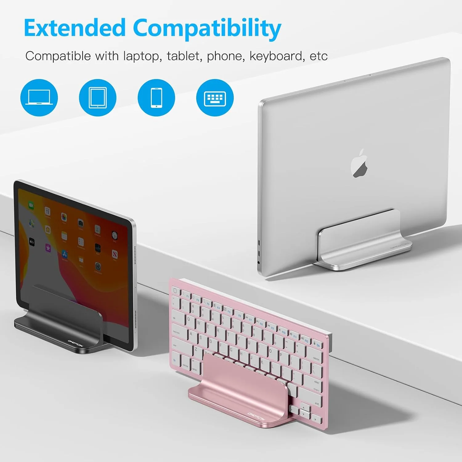 OMOTON Vertical Laptop Stand Holder, Adjustable Dock for MacBook, Silver