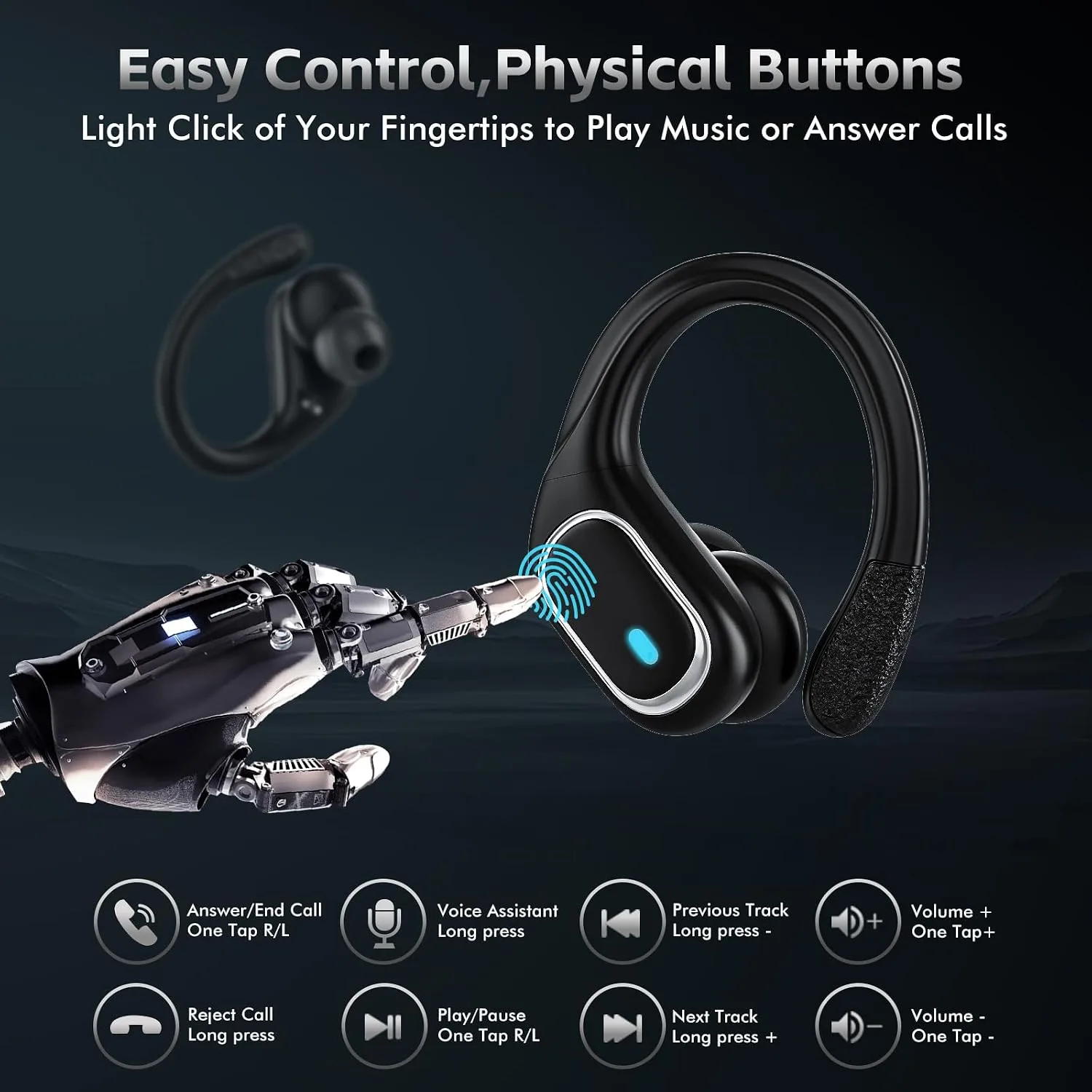 HAOYUYAN Wireless Earbuds, Sports Bluetooth Headphones, 80Hrs Playtime Ear Buds with LED Power Display, Noise Canceling Headset, IPX7 Waterproof Earphones for Workout/Running