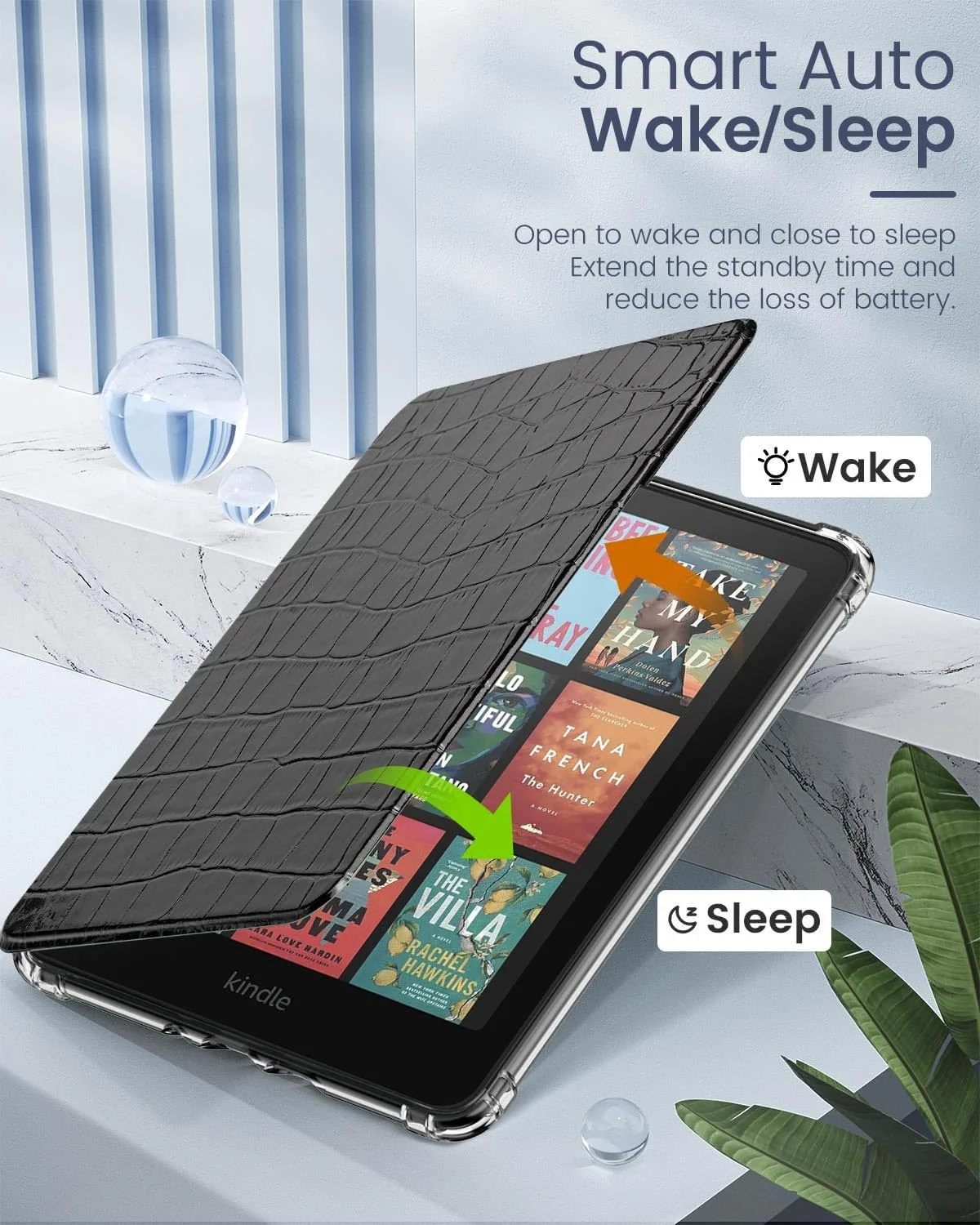 Moko Case for Kindle Paperwhite 12th Gen & Colorsoft 2024, Crocodile Black
