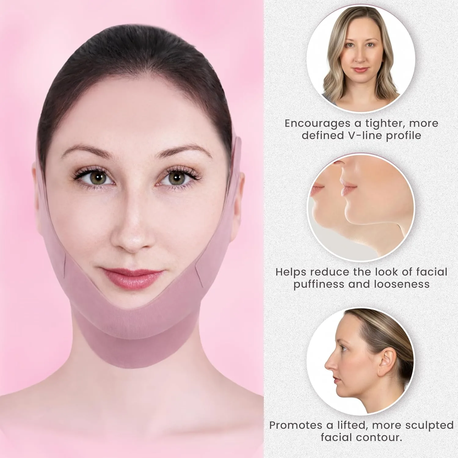 V-Line Chin Up Mask – V Shaped Face lift mask for Double Chin Reducer, Jawline Shaper Chin Strap for Sleeping Adjustable Face Slimmer for Women