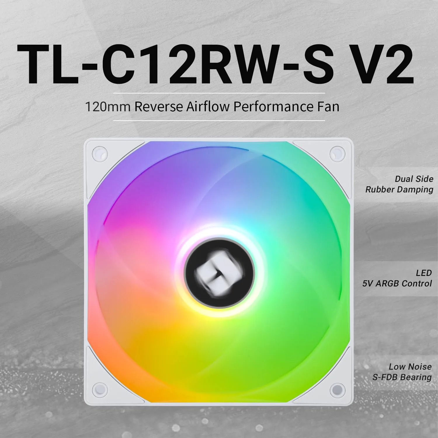 Thermalright TL-C12RW-S V2 CPU Fan 120mm ARGB Case Cooler Fan, 4pin PWM Connector Silent Computer Fan with S-FDB Bearing Included,up to 1500RPM Cooling Fan(White ARGB)