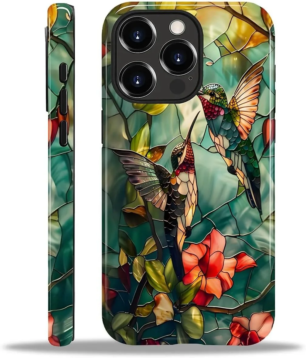 DAIZAG Case for iPhone 15 Pro,Mixed 2 Layer Design Shockproof Soft TPU Ddouble Protection Phone Case for iPhone 15 Pro-Gorgeous Hummingbird