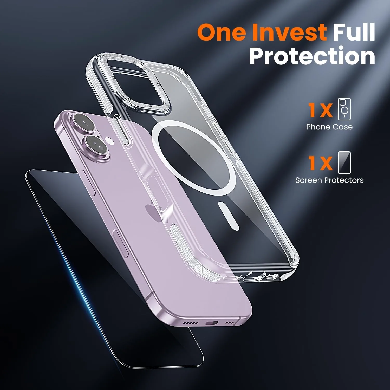 toushion 2 in 1 for iPhone 17 Case Clear Bumper